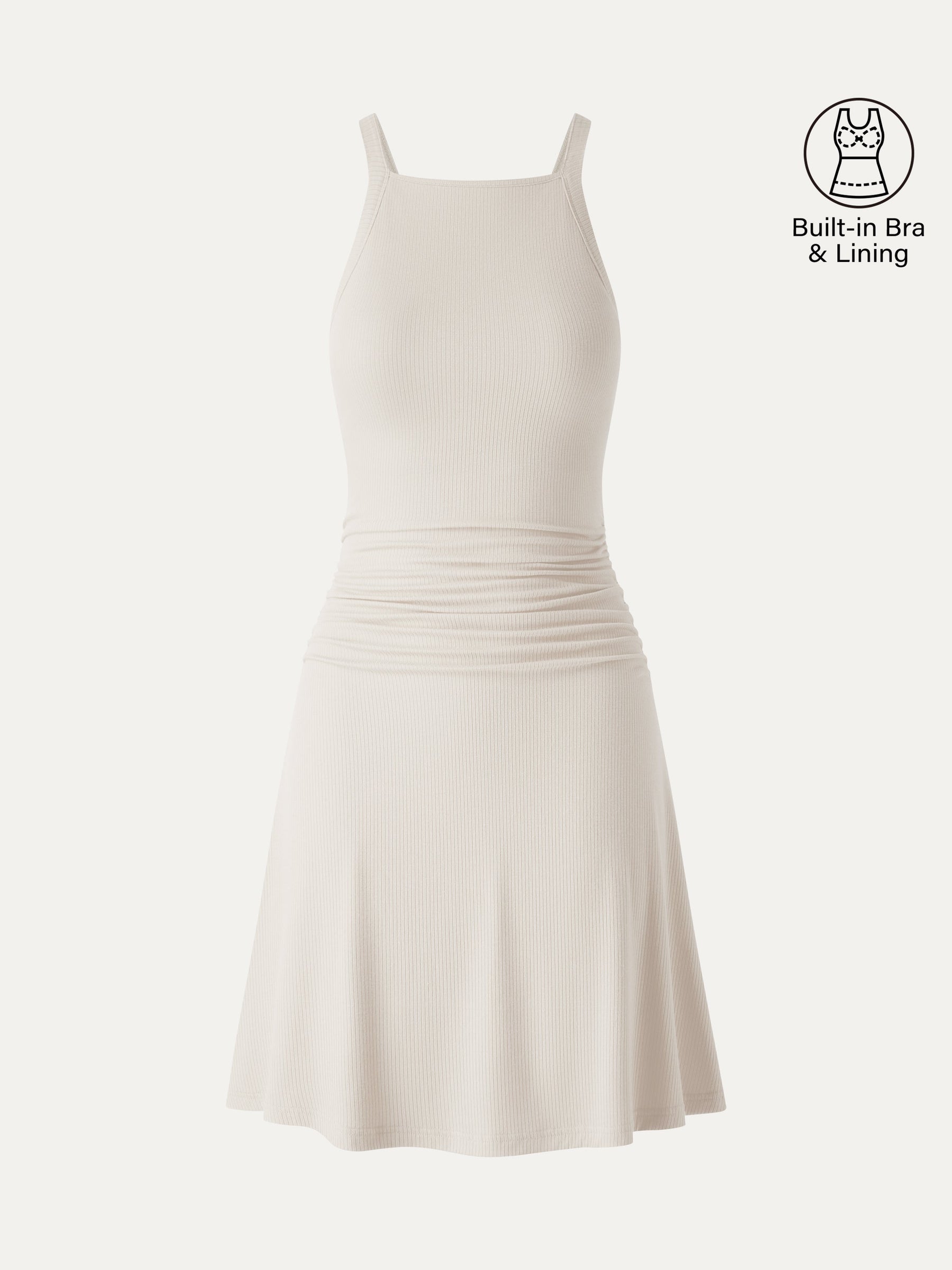 CoolTouch Square Neck Ruched Mini Bra Dress