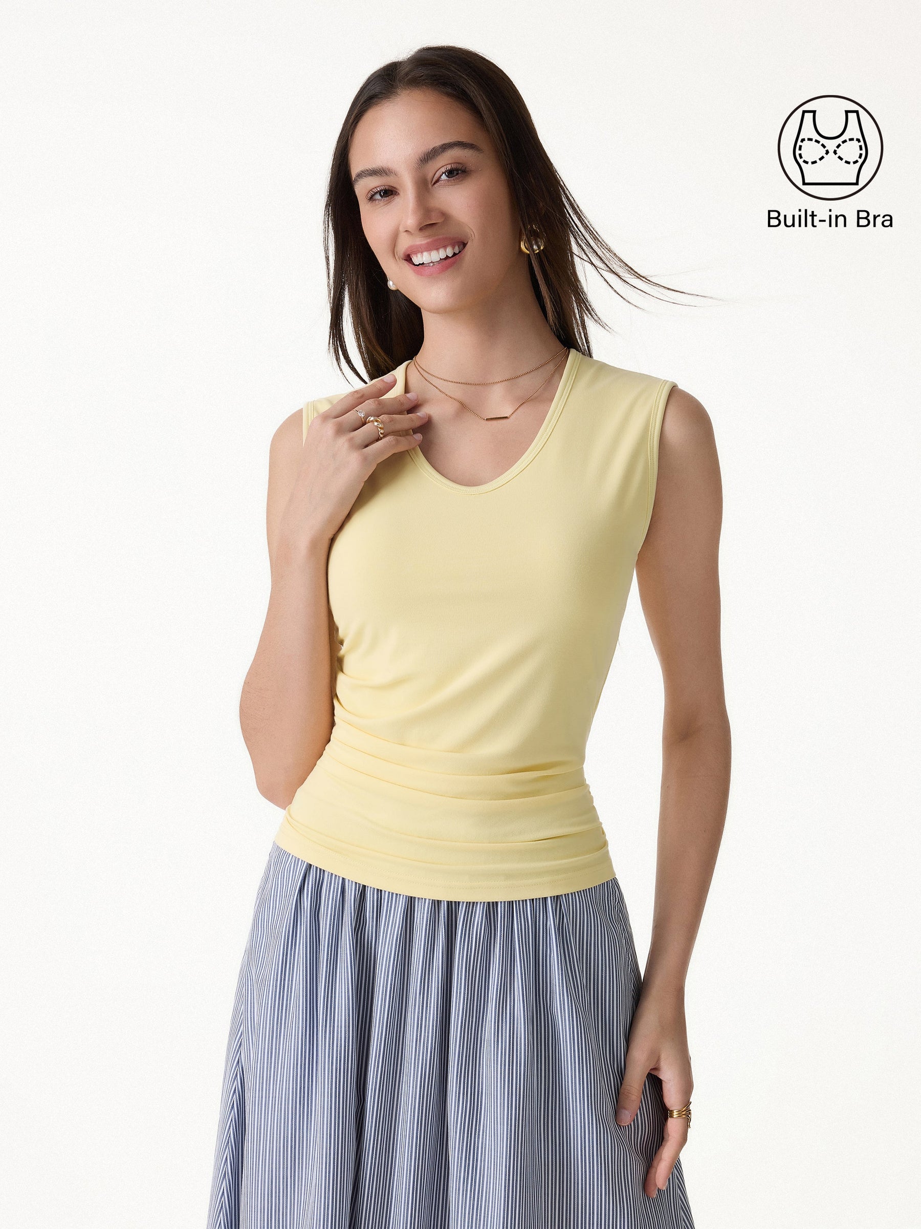 U-Neck Tucked Sleeveless Bra Top