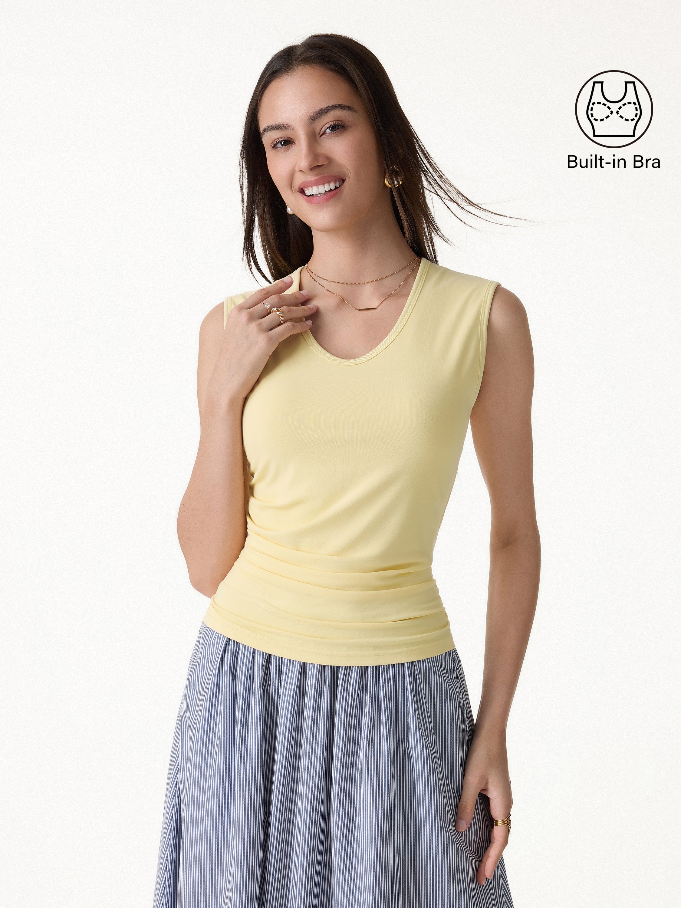 U-Neck Tucked Sleeveless Bra Top
