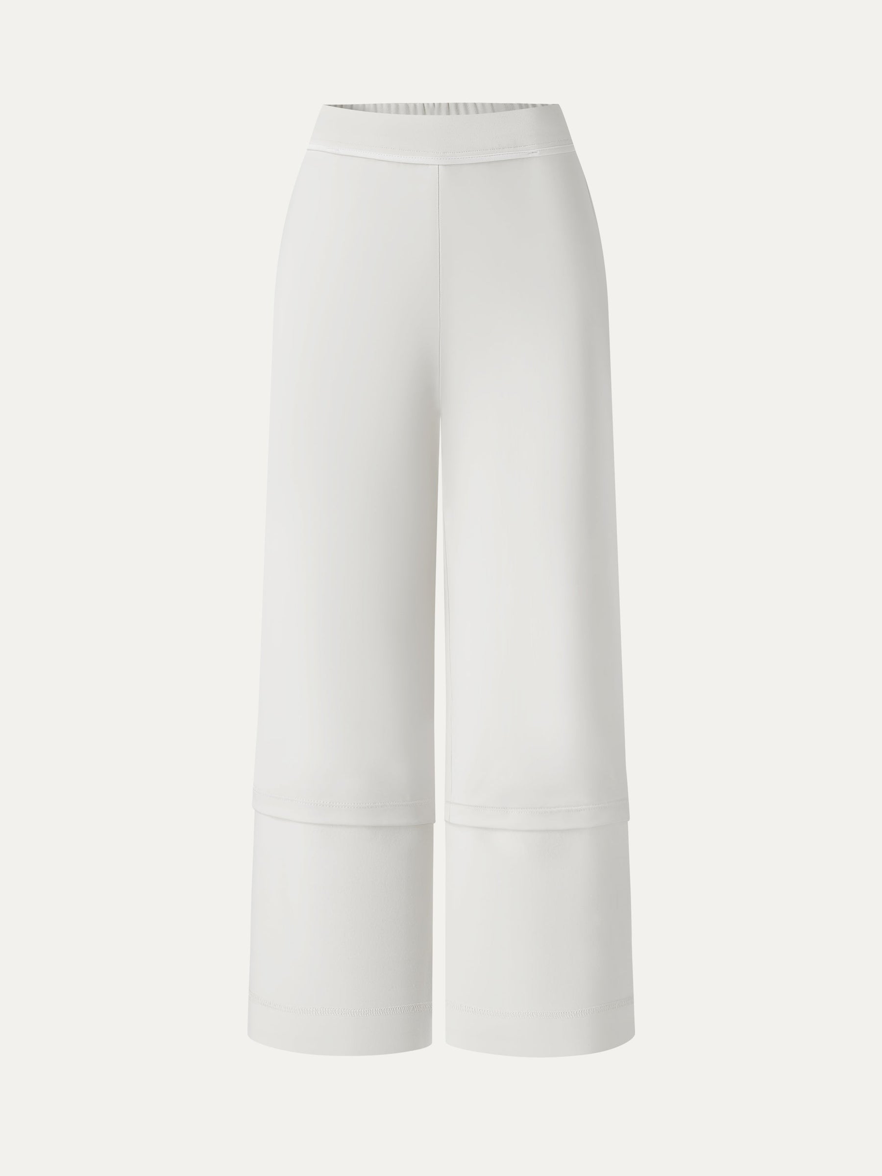 Not-See-Thru Mid Rise Cropped Wide Leg Pants with Pockets