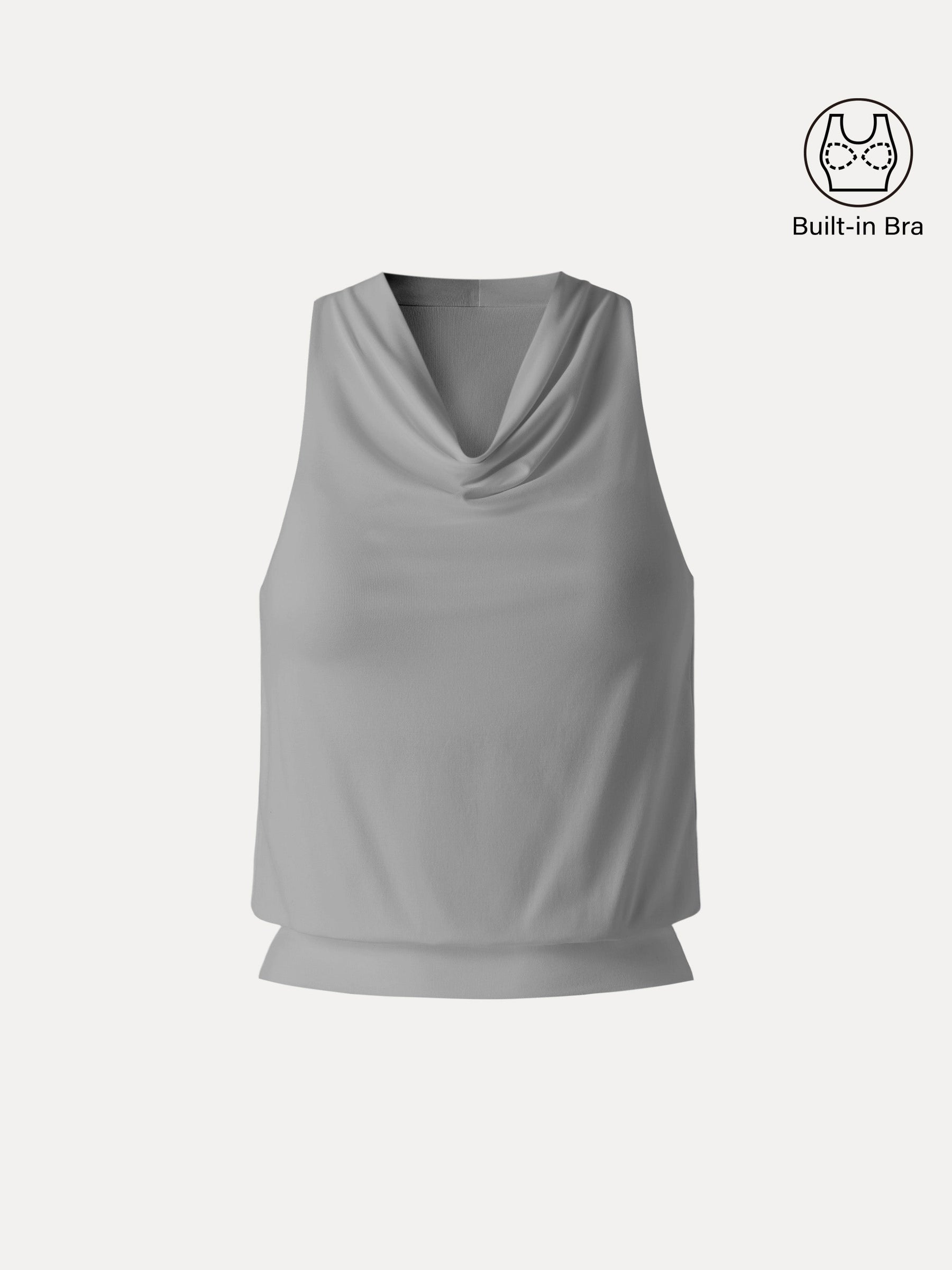 SkinKiss Not-See-Thru Halter Cowl Neck Bra Top