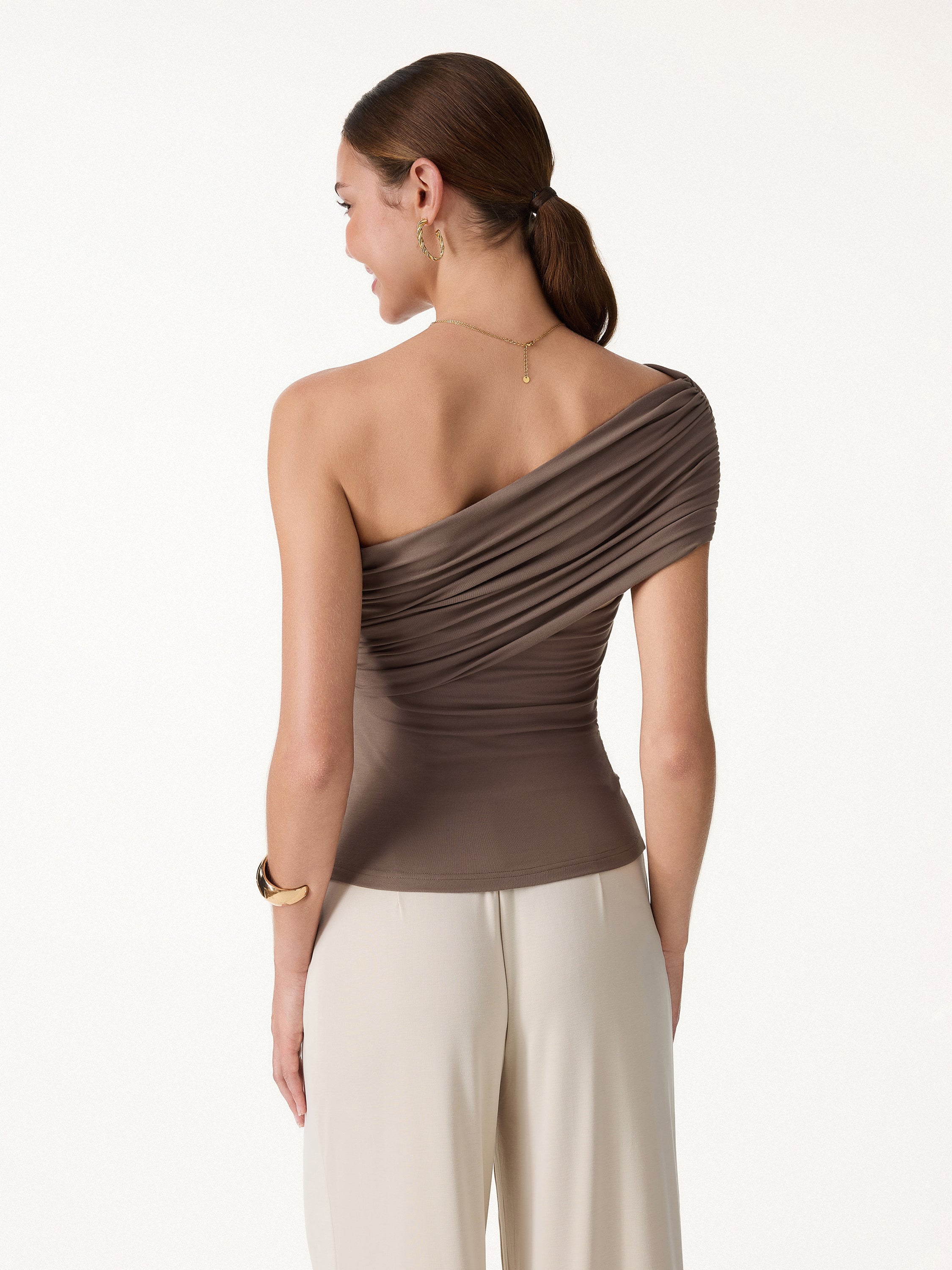 One Shoulder Gathered Bra Top