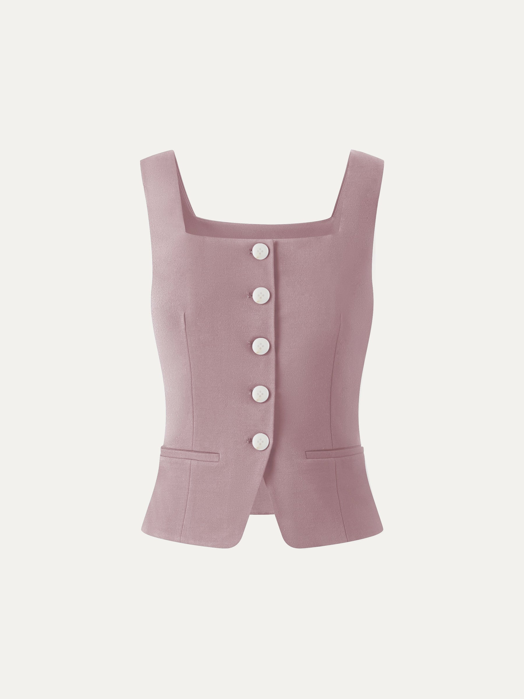 Stretch Ponte Square Neck Cropped Waistcoat with Pockets