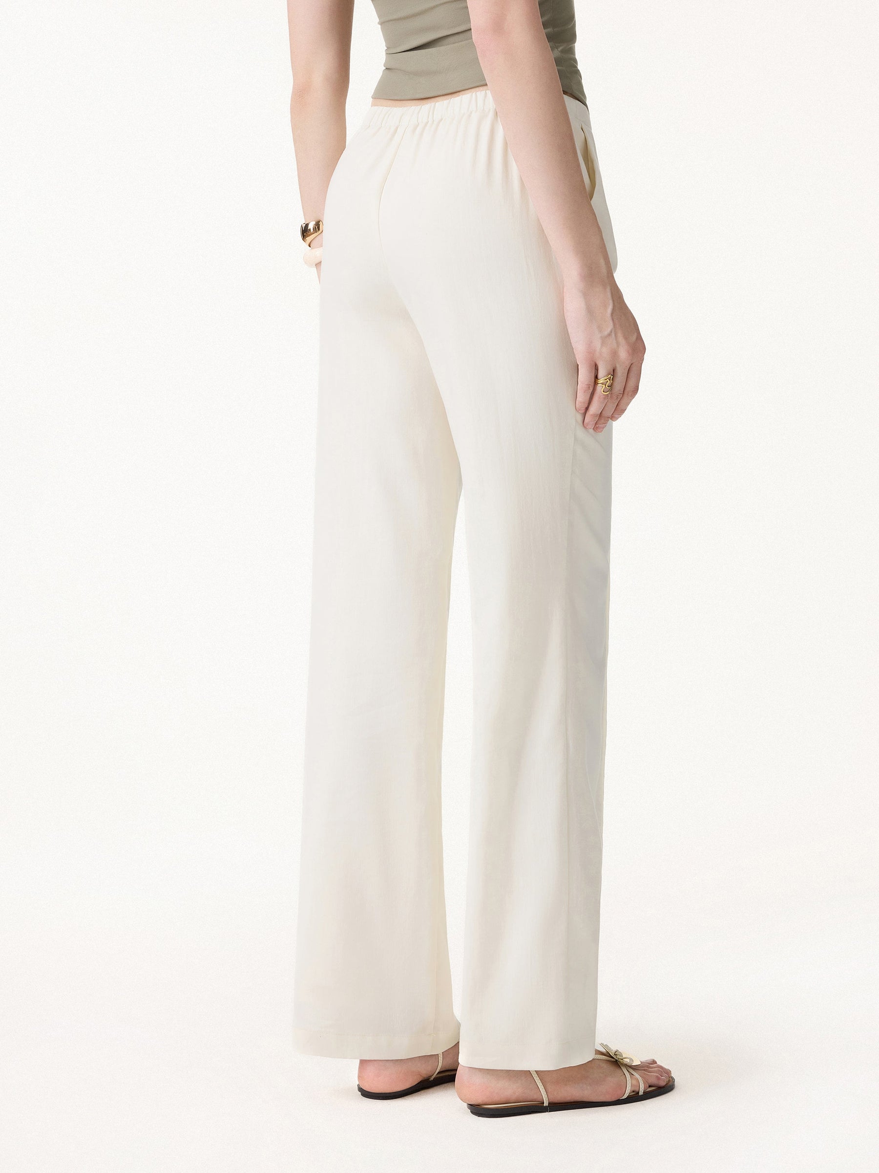 Lyocell-Linen Pintuck Wide Leg Vacay Pant
