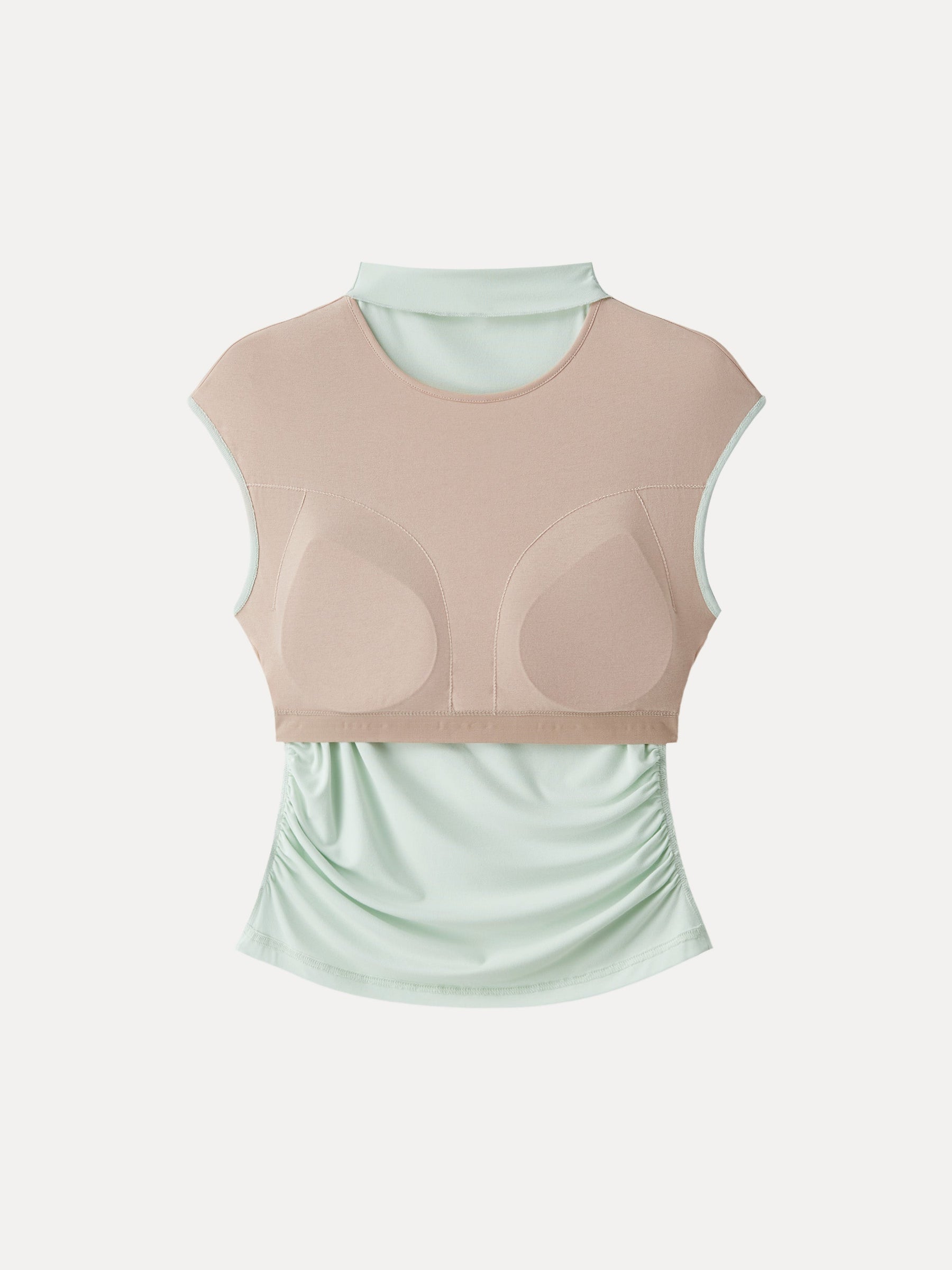 SkinKiss Mockneck Ruched Cropped Bra Top