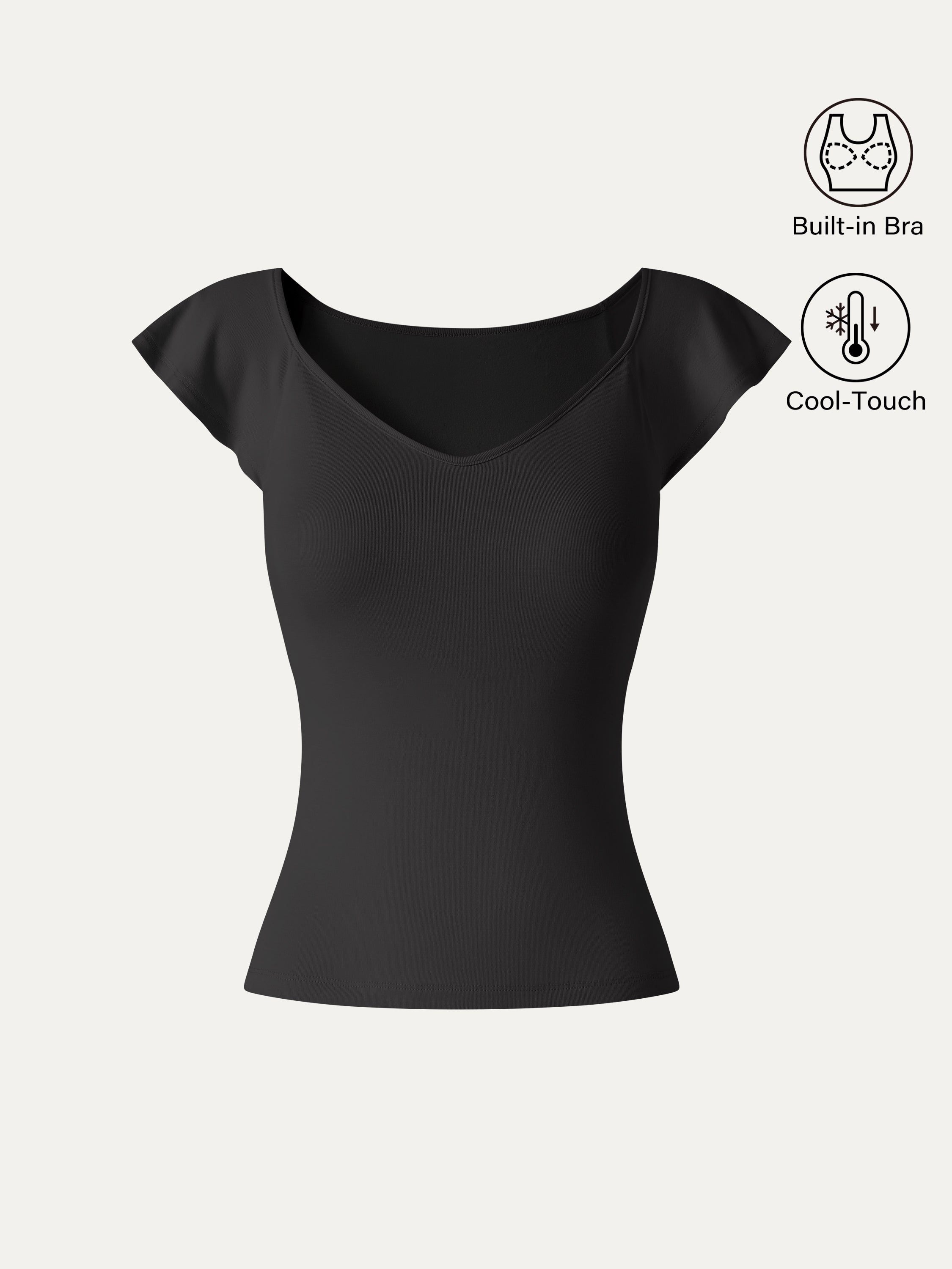 Matte Smooth Diamond Neck Flutter Sleeve Bra Top