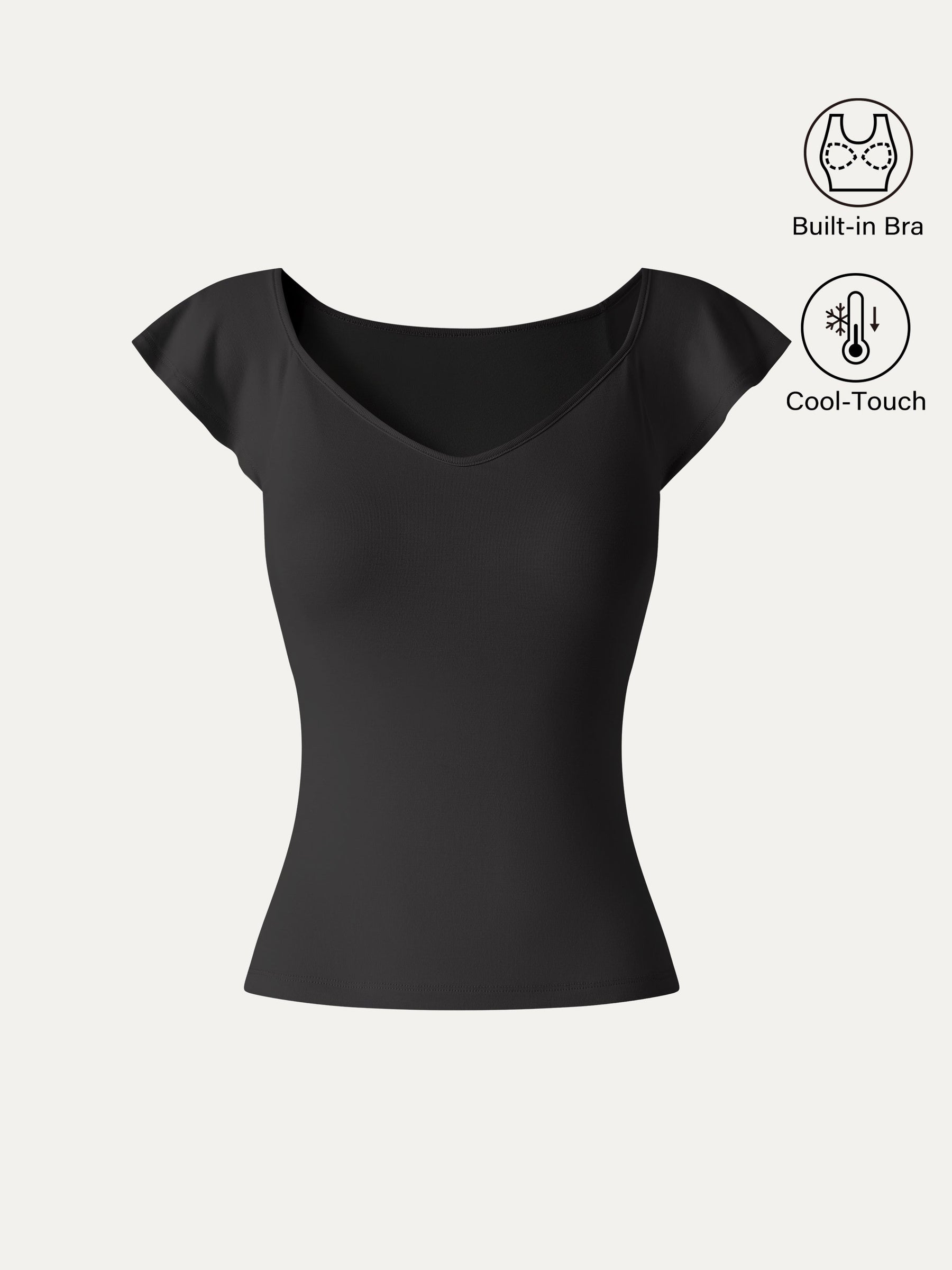 Matte Smooth Diamond Neck Flutter Sleeve Bra Top