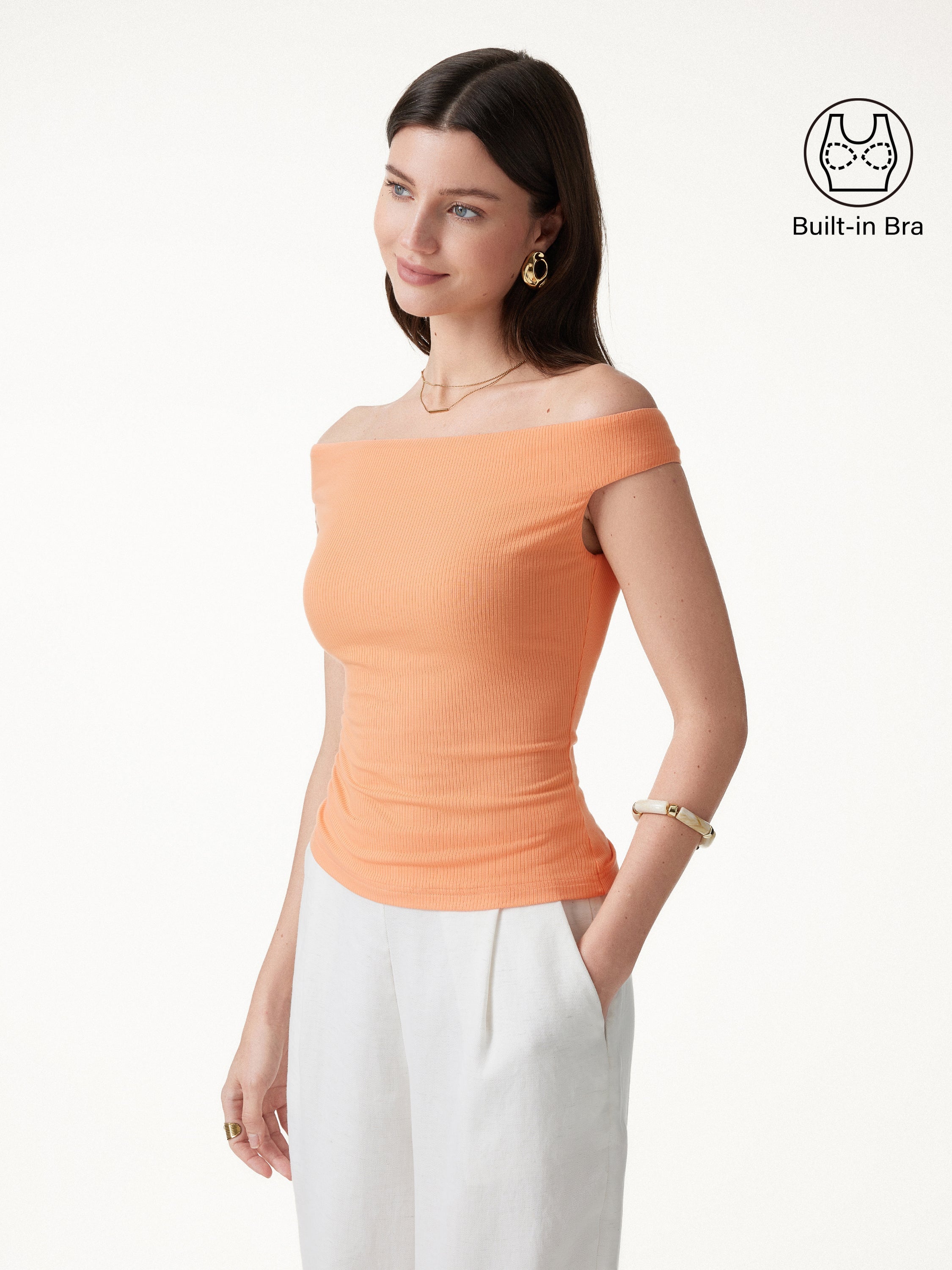 CoolTouch Off-the-Shoulder Contour Bra Top
