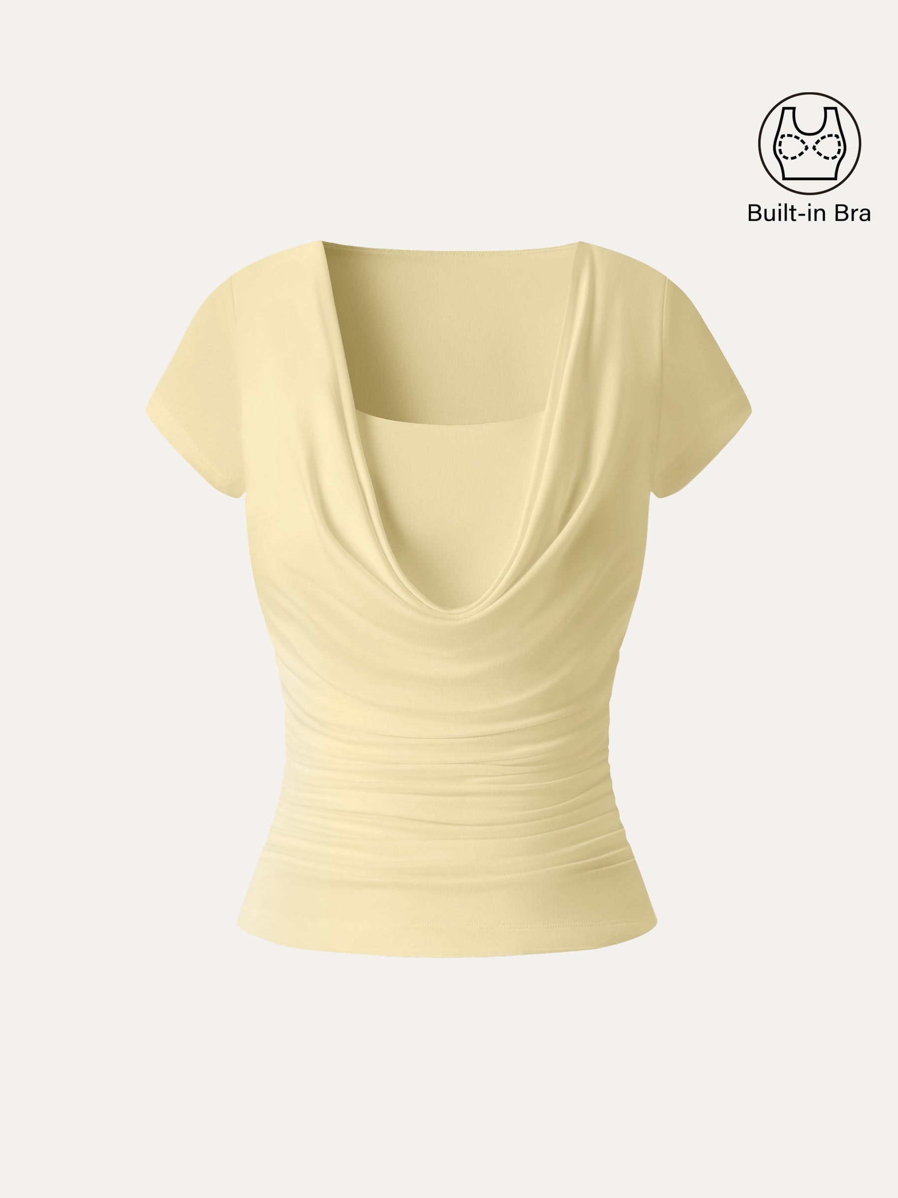 Smoothing Cowl Neck Ruched Bra Top