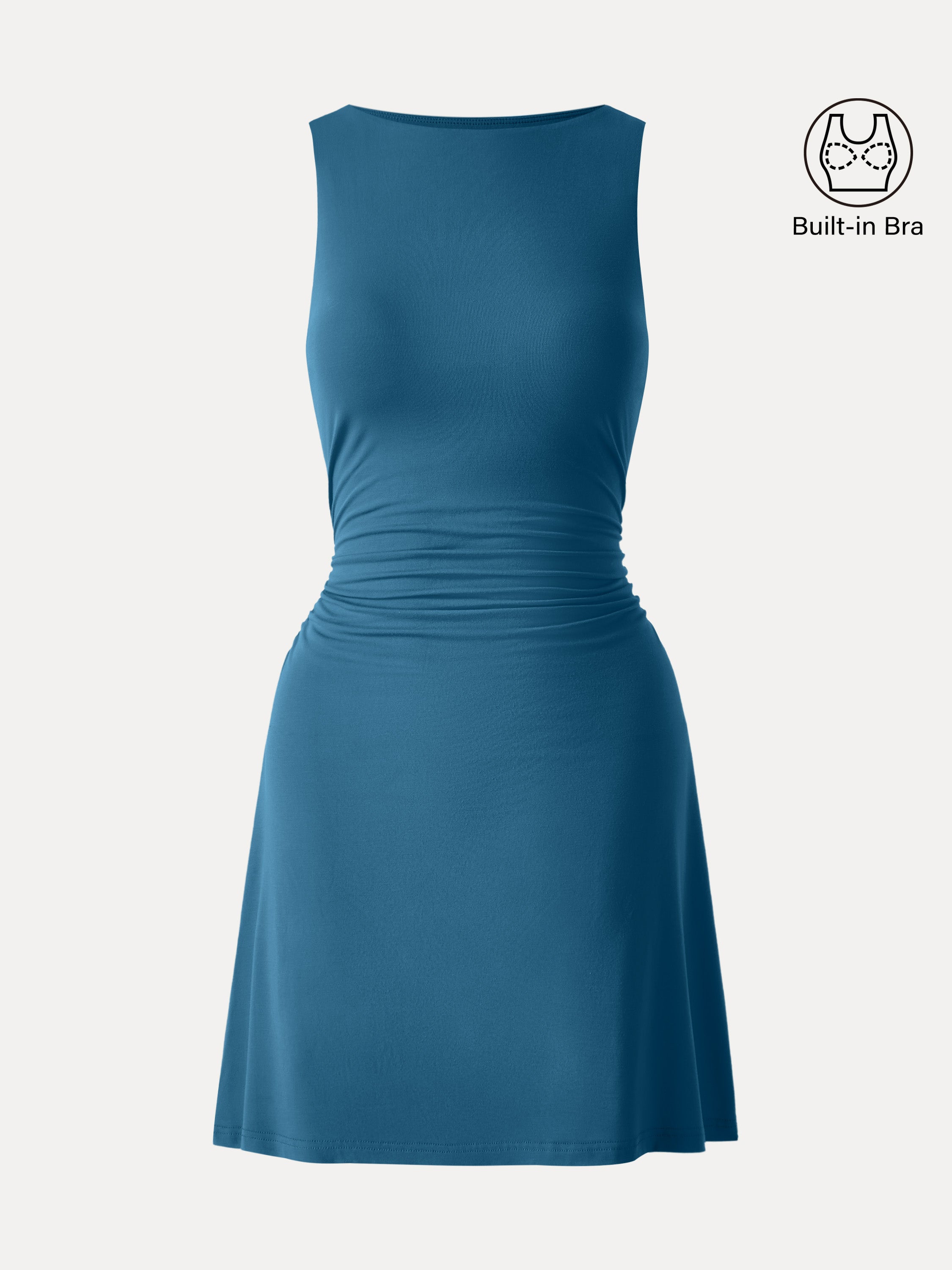 SkinKiss Boatneck Ruched A-line Mini Bra Dress