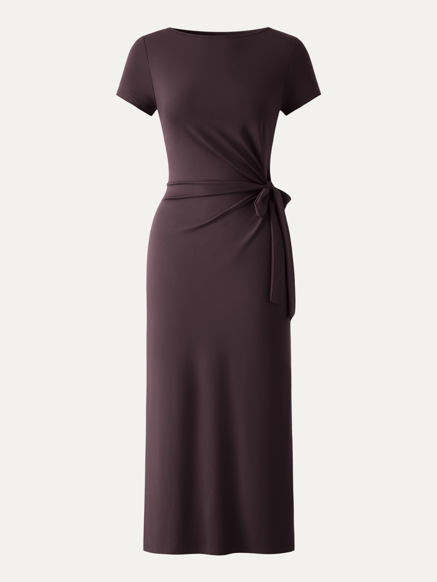 Cooling Wrinkle-Resistant Side Waist Tie Midi Dress with Slit