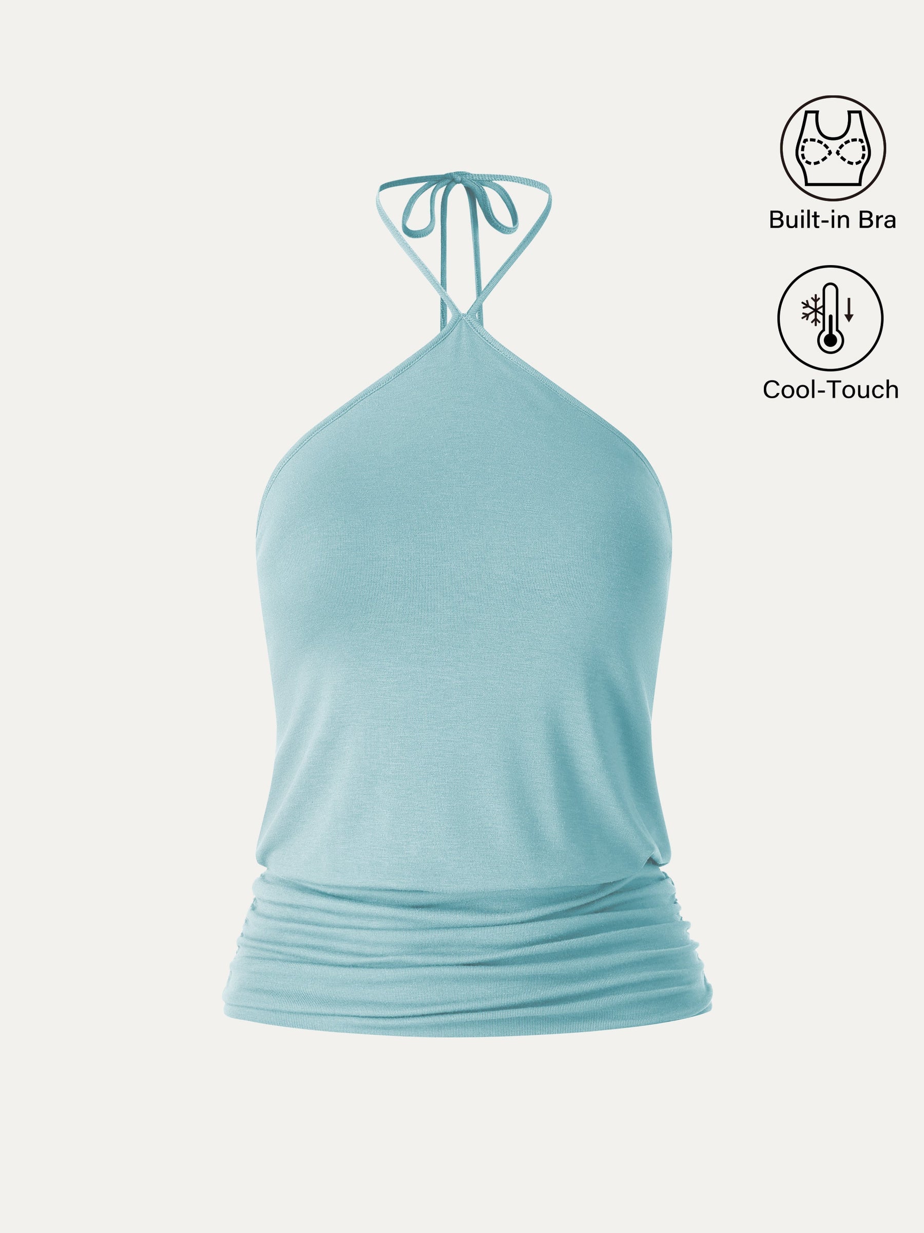 CoolTouch Halter Ruched Hem Bra Top