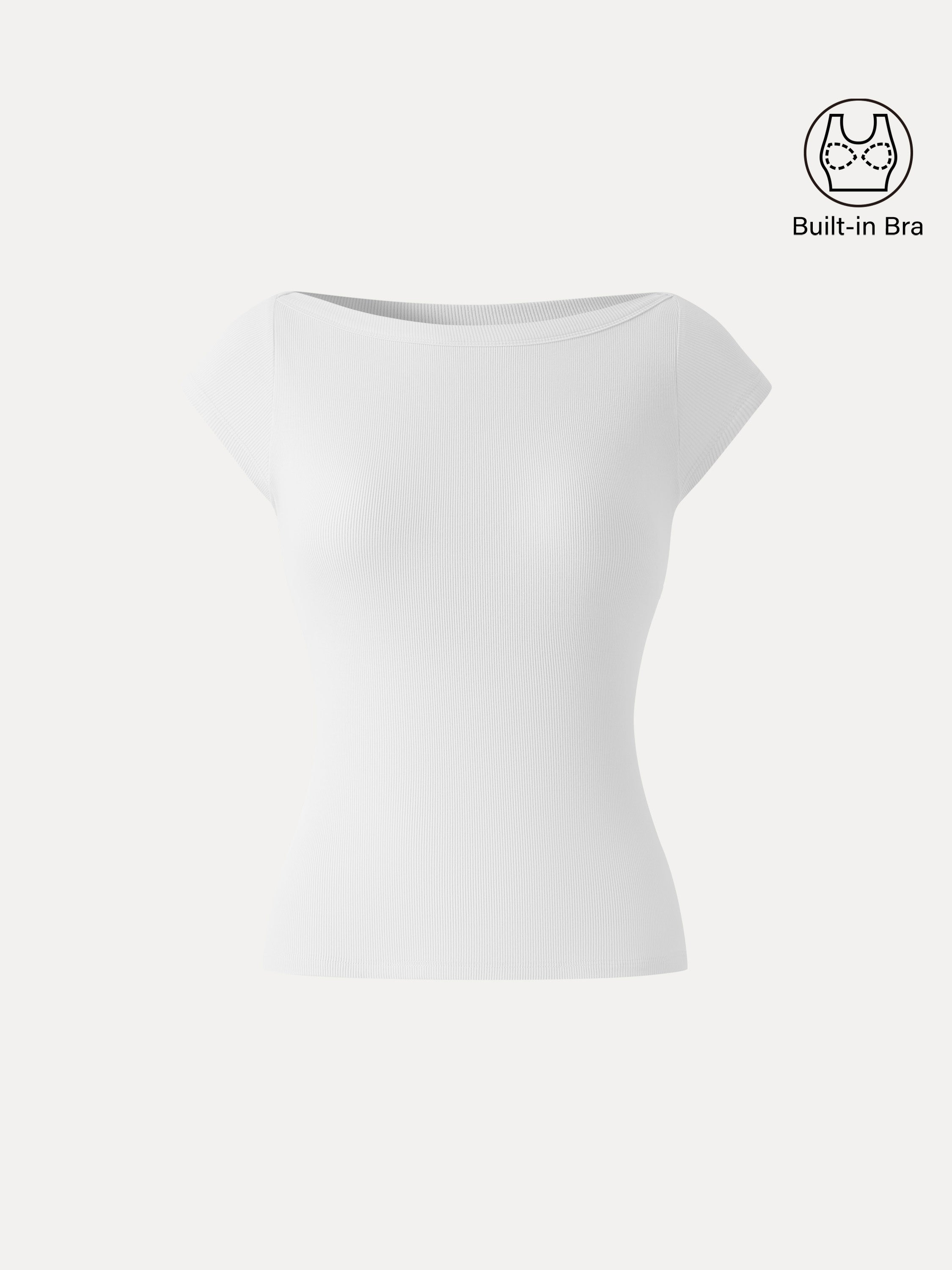 Plantive Boatneck Cap Sleeve Bra Top