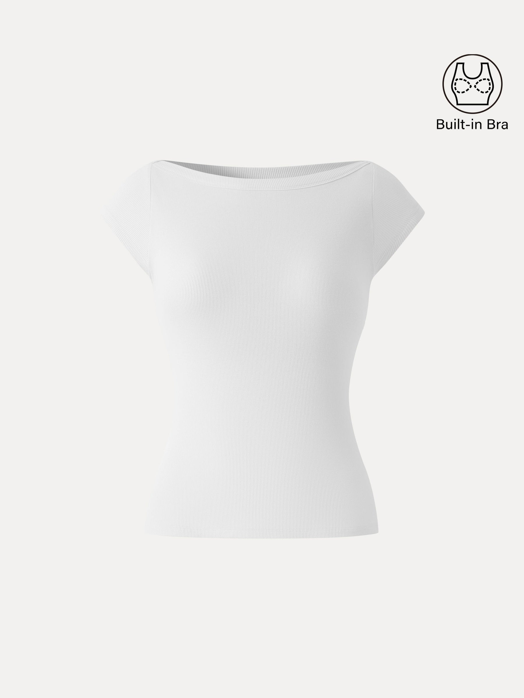Plantive Boatneck Cap Sleeve Bra Top