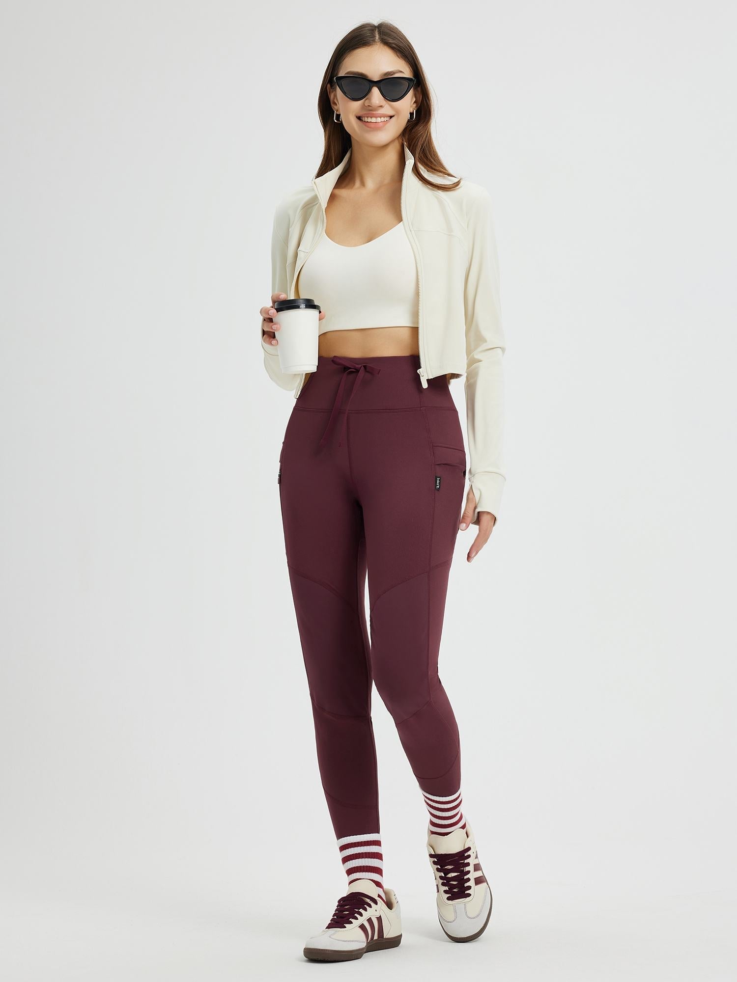 Outdoor Multi-Pocket Slim-Fit Knit Fleece Pants