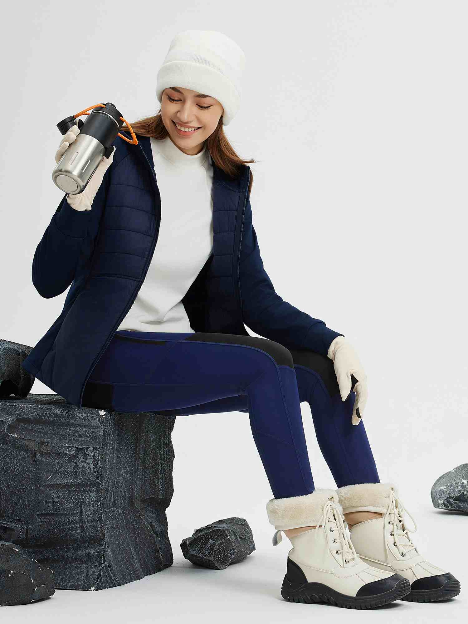 Outdoor Multi-Pocket Slim-Fit Knit Fleece Pants