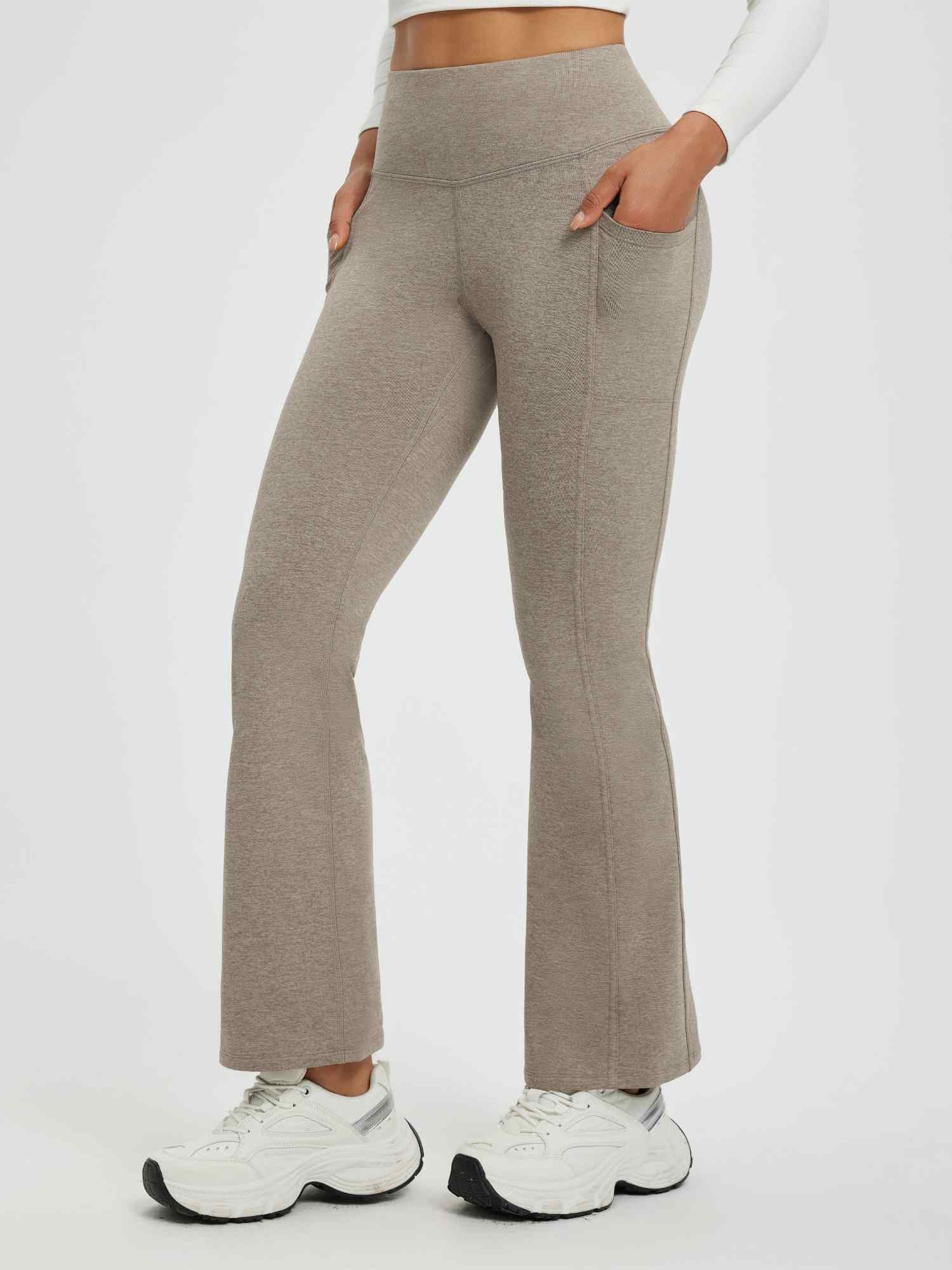 Women’s Yoga Floral Fleece High-Waisted Flared Pants