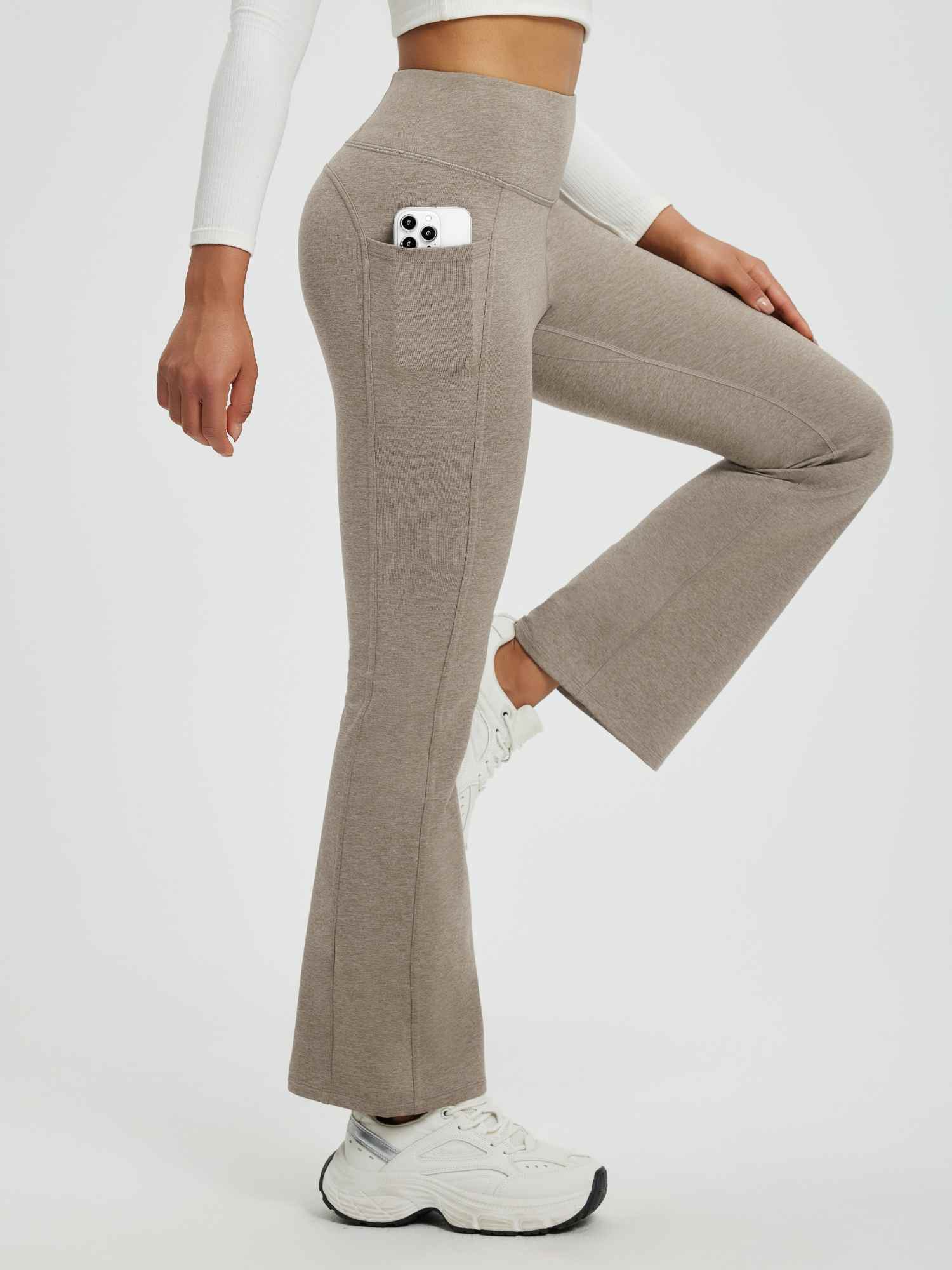 Women’s Yoga Floral Fleece High-Waisted Flared Pants