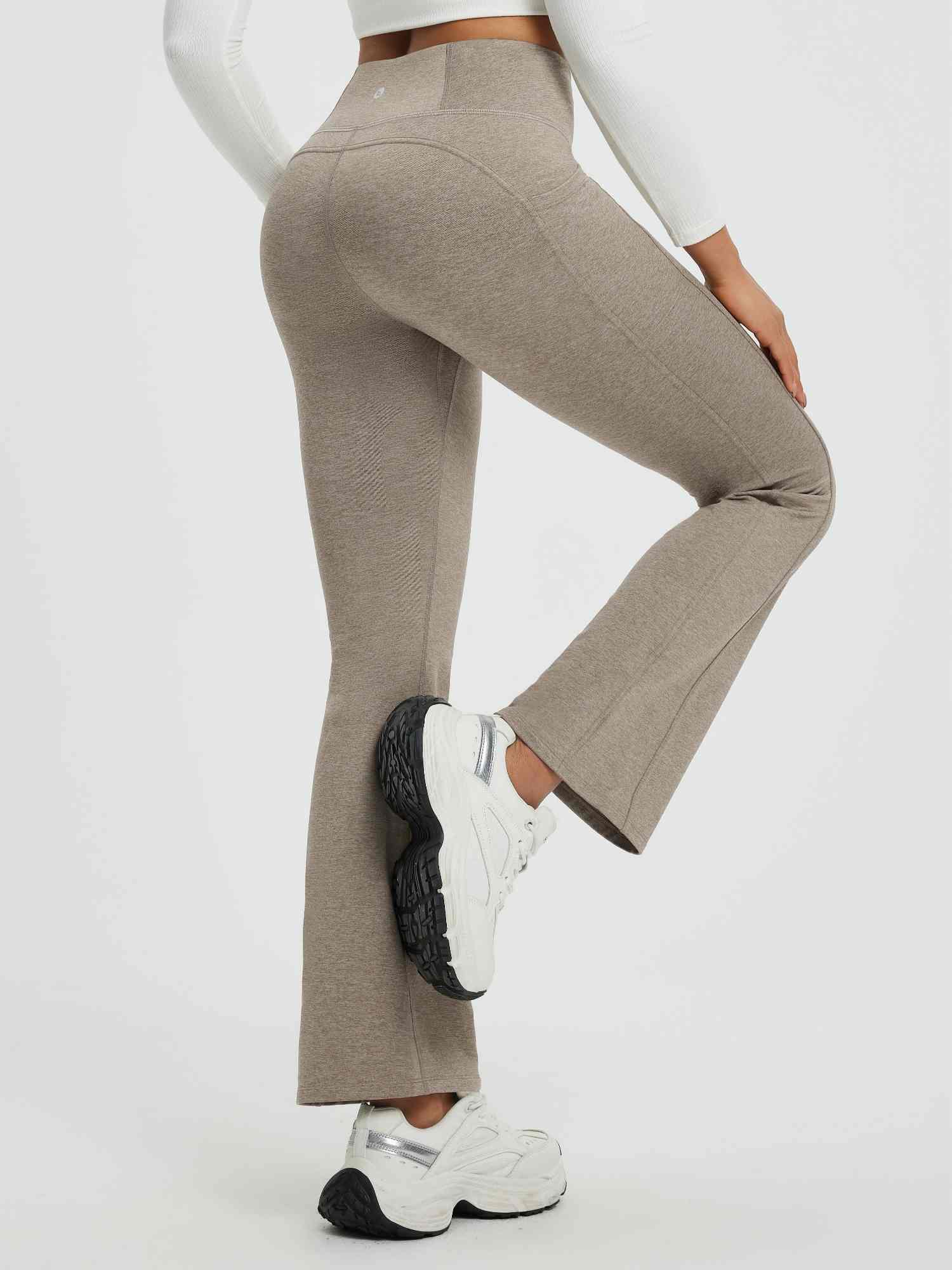 Women’s Yoga Floral Fleece High-Waisted Flared Pants