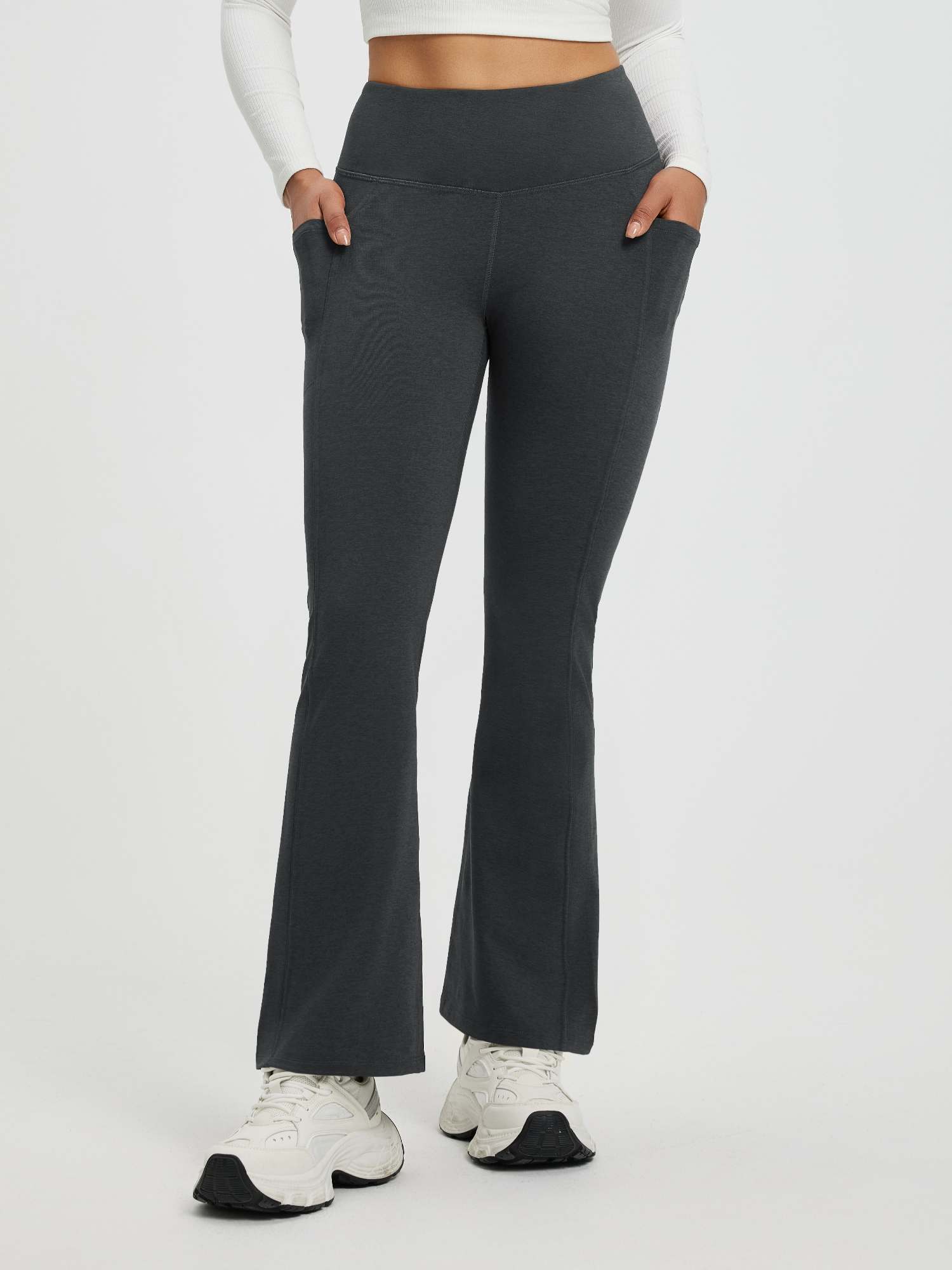 Women’s Yoga Floral Fleece High-Waisted Flared Pants