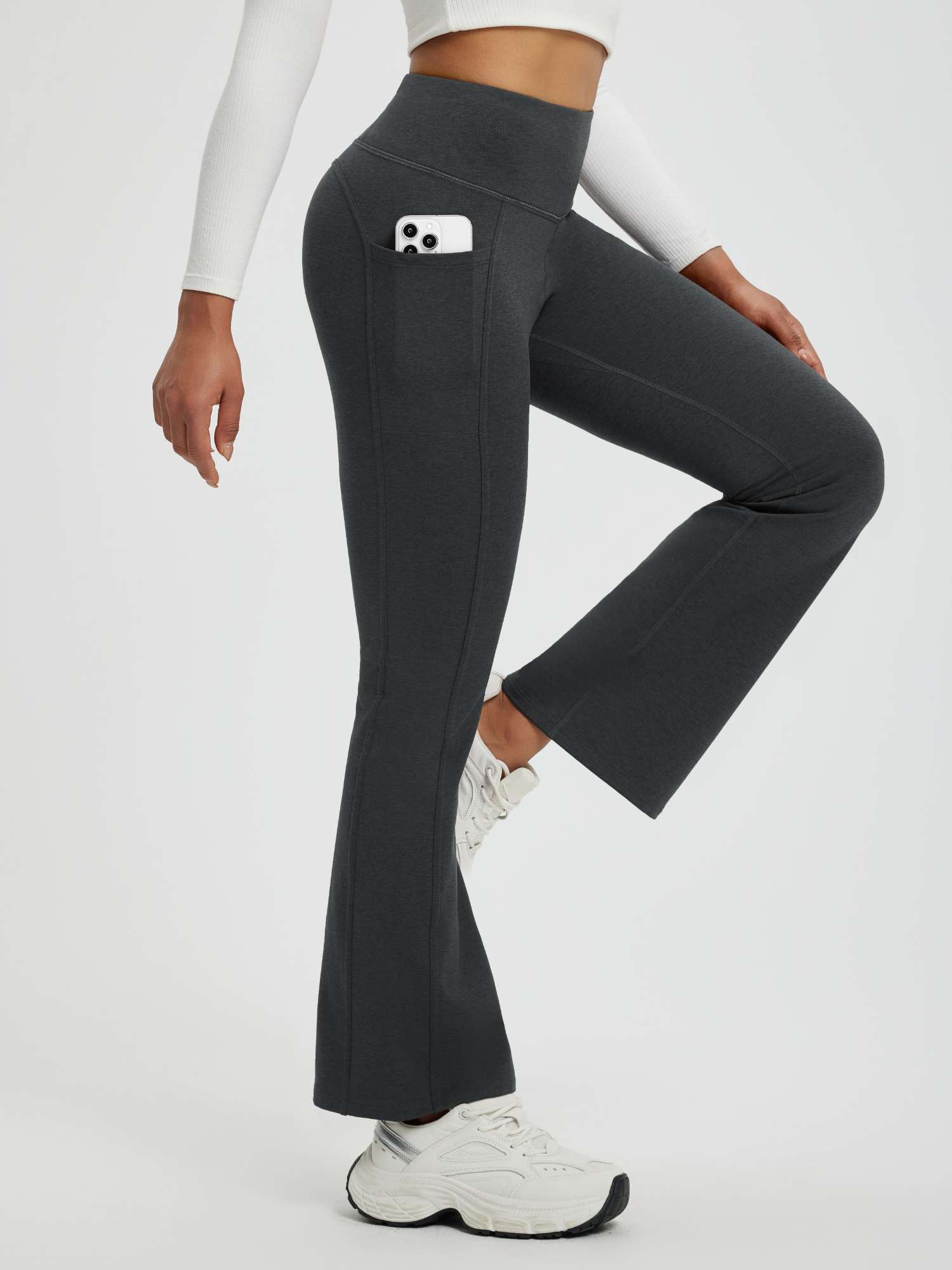 Women’s Yoga Floral Fleece High-Waisted Flared Pants