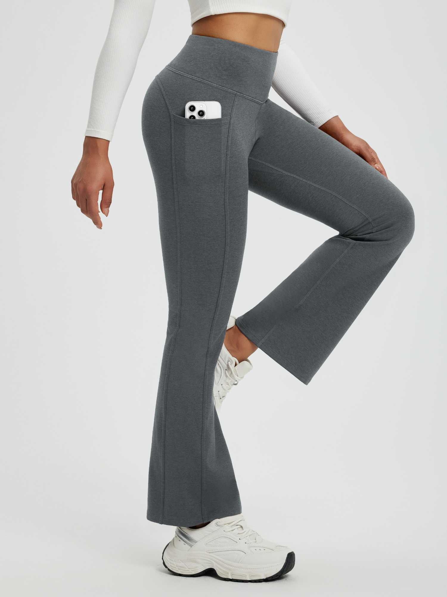Women’s Yoga Floral Fleece High-Waisted Flared Pants