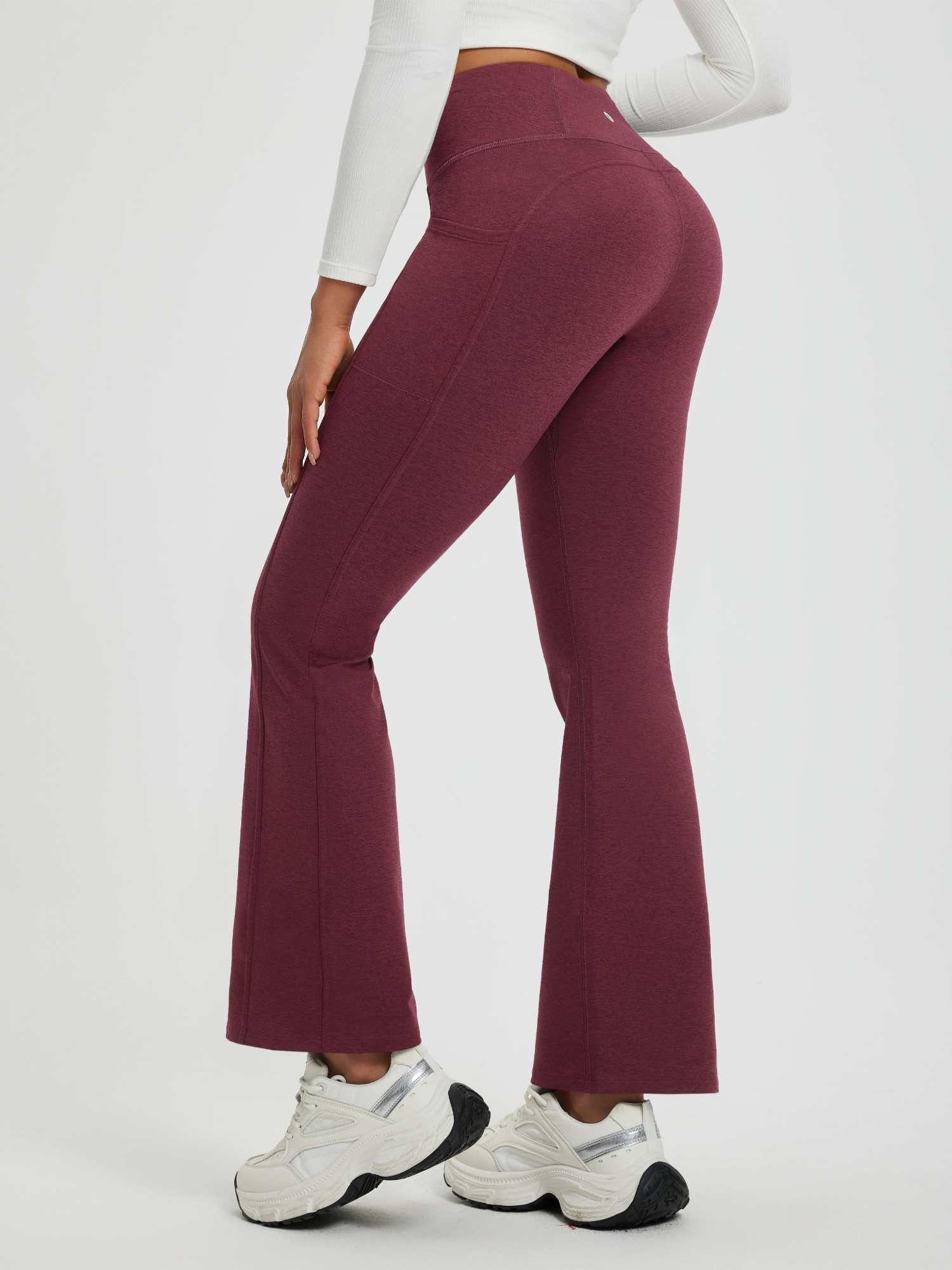 Women’s Yoga Floral Fleece High-Waisted Flared Pants