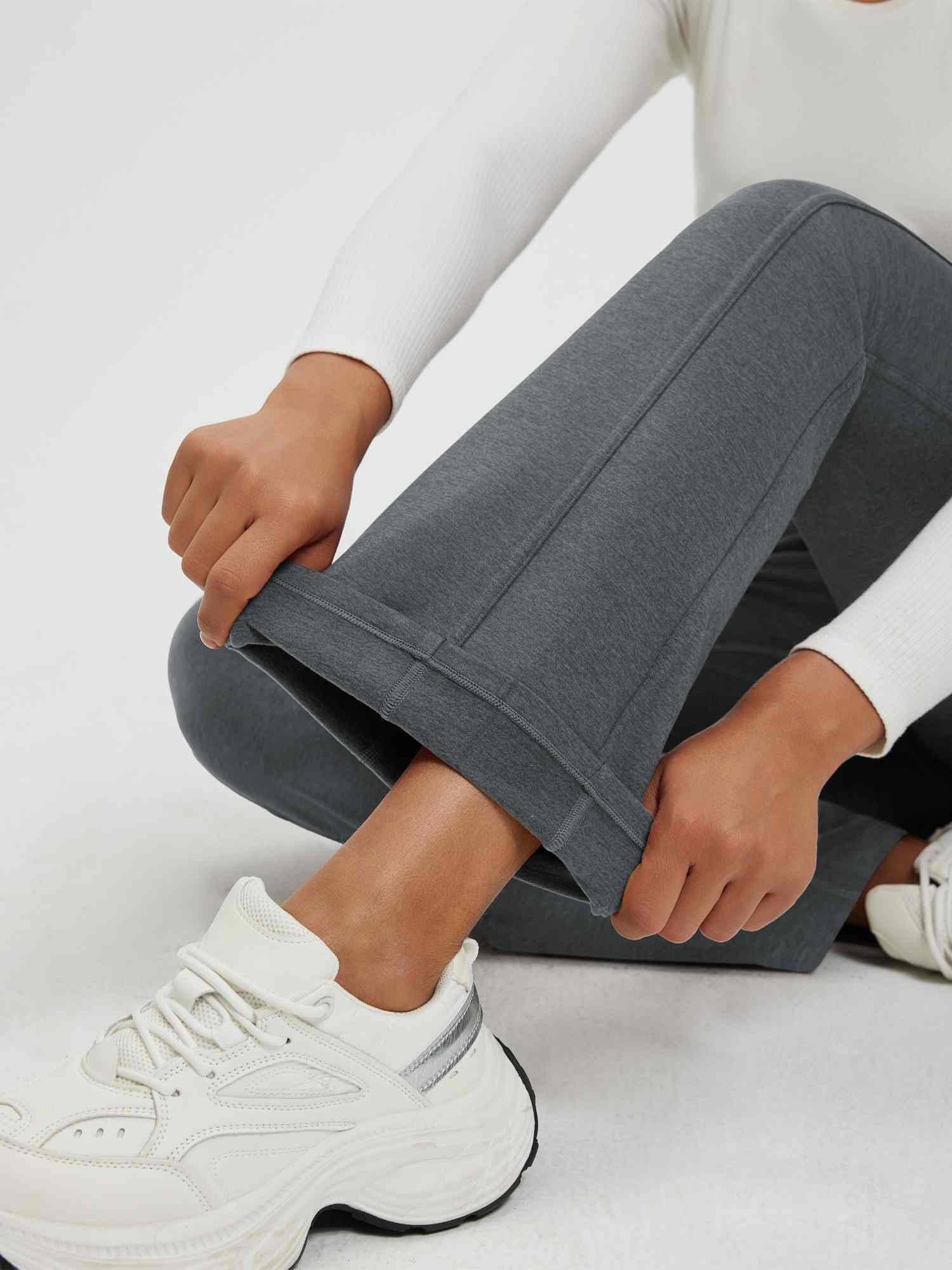 Women’s Yoga Floral Fleece High-Waisted Flared Pants