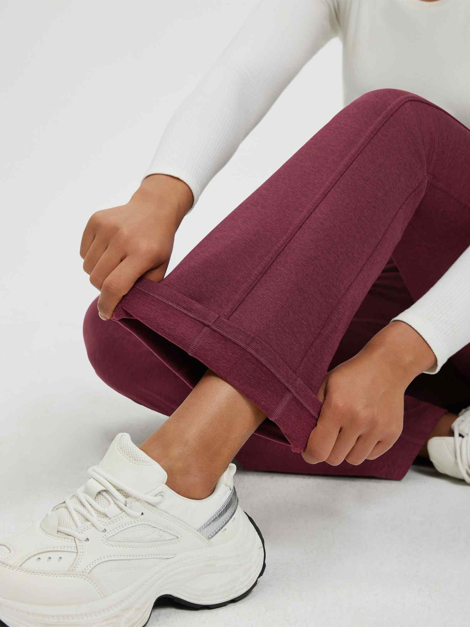 Women’s Yoga Floral Fleece High-Waisted Flared Pants