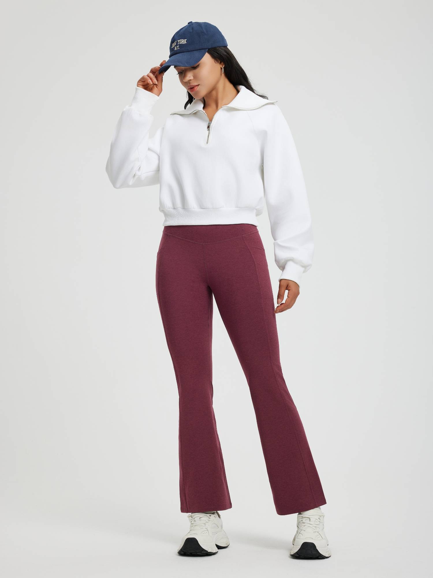 Women’s Yoga Floral Fleece High-Waisted Flared Pants