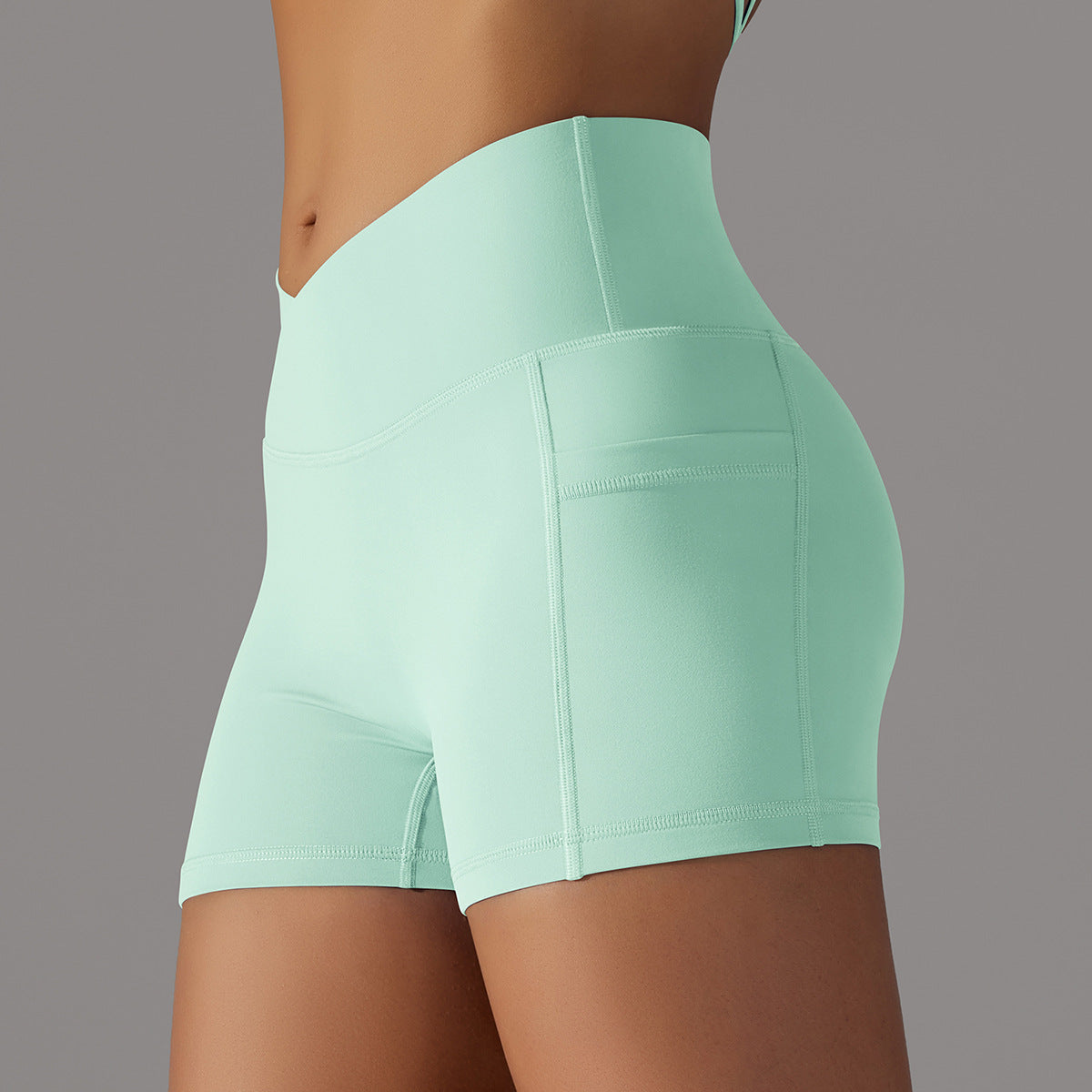 Women's Yoga Shorts with Phone Pocket - Fitness Sports Pants