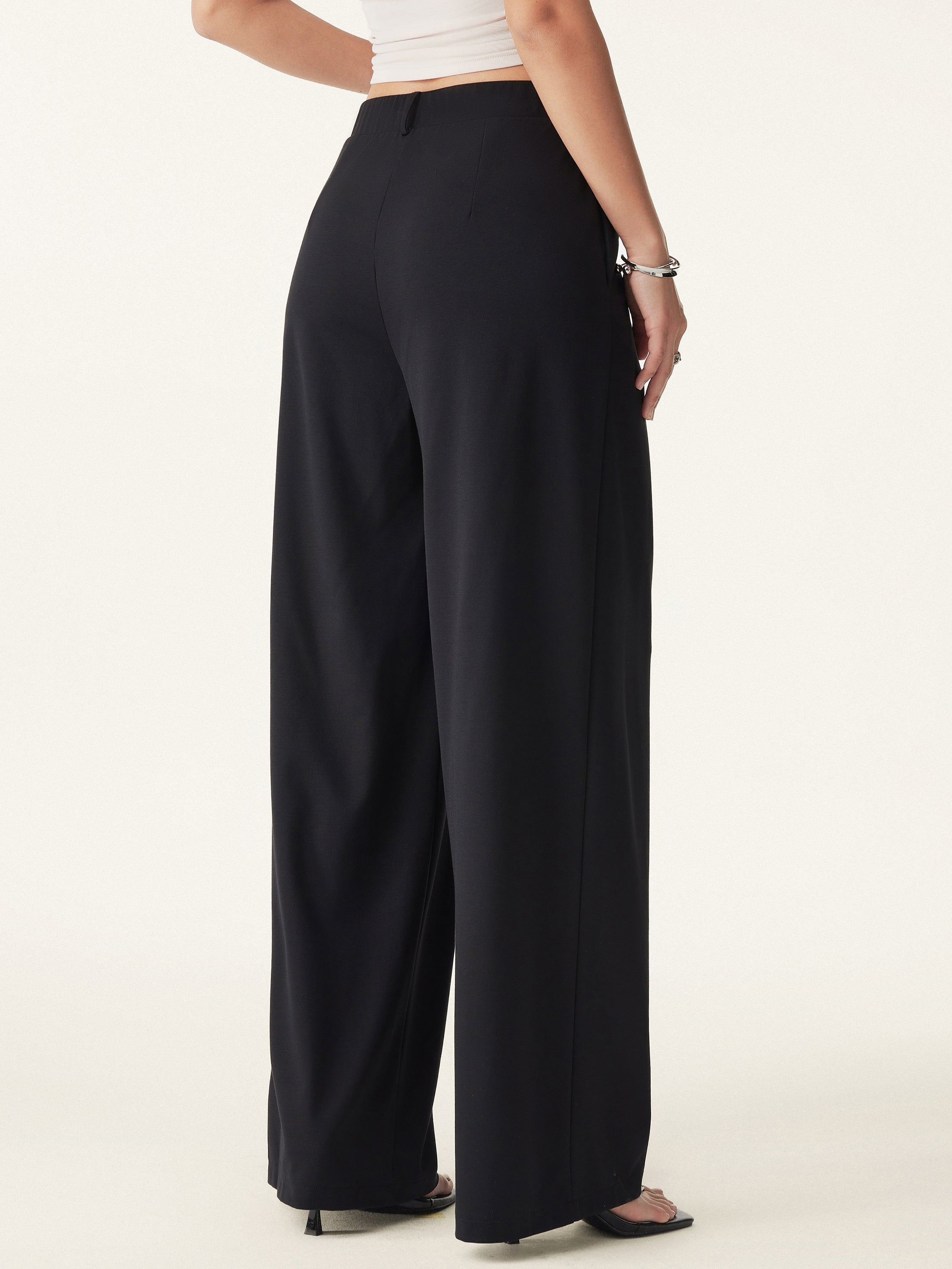 Mid Rise Wide Leg Trouser with Pockets Drapey Bamboo Ponte