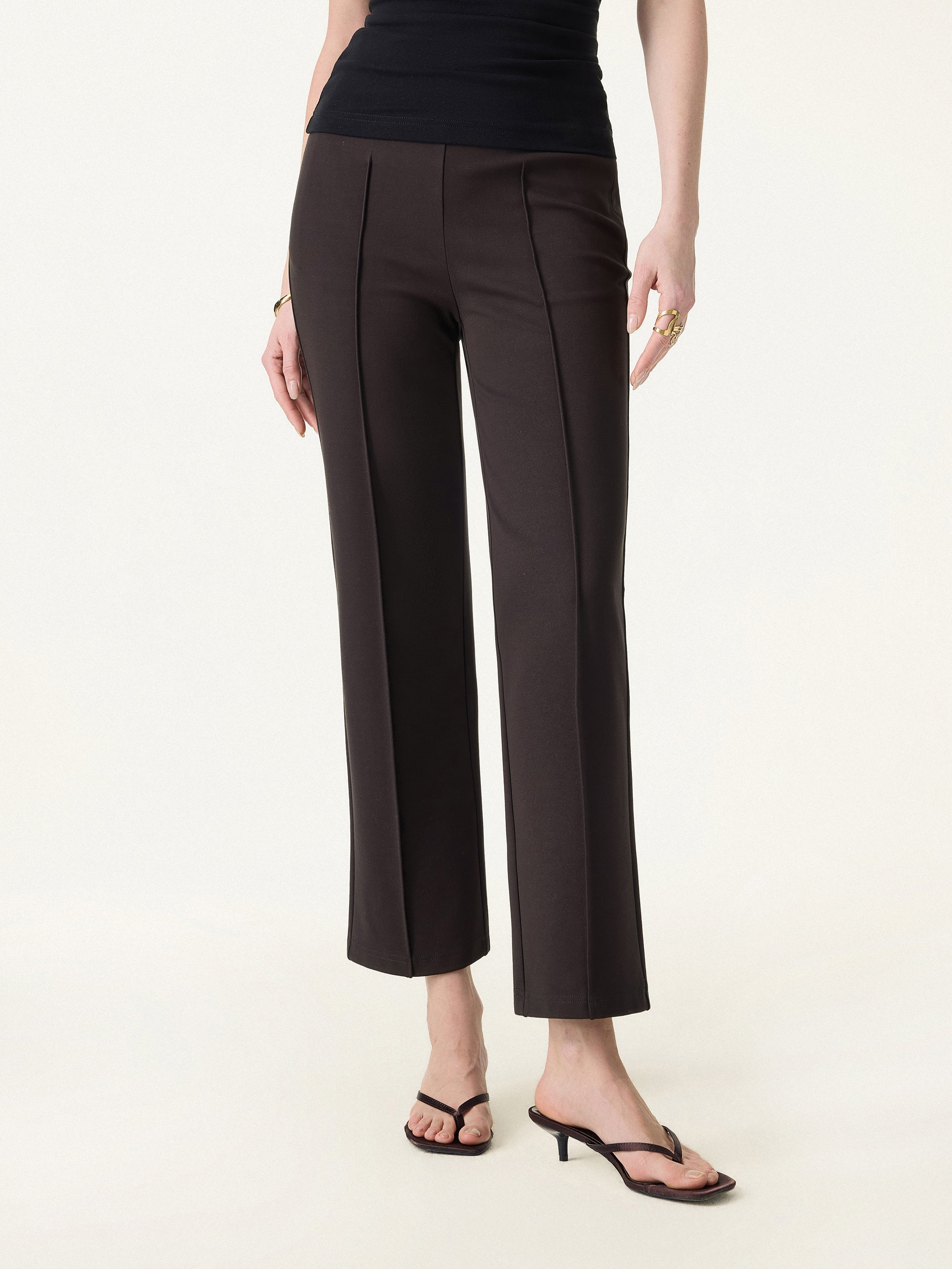 Wrinkle-Resistant High Rise Cropped Flare Leg Travel Pant