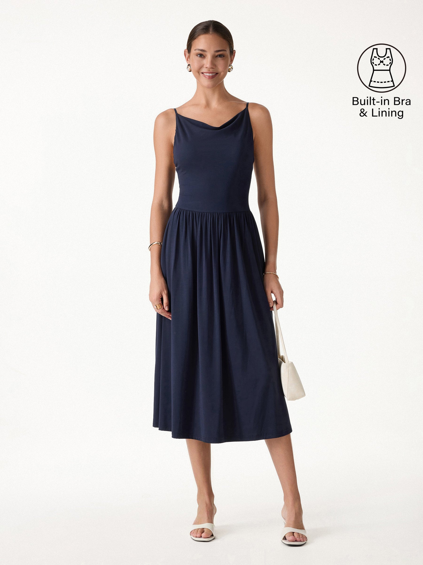 SkinKiss Cowl Neck Open-Back Midi Bra Dress