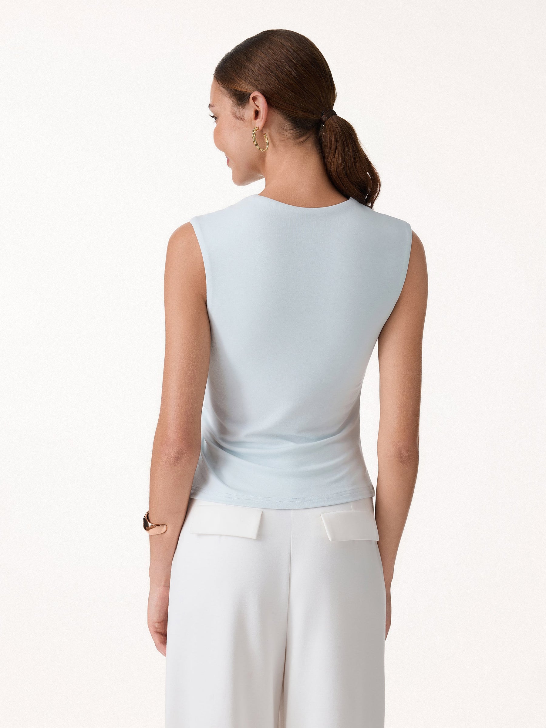 Round Neck Twisted Bra Tank with Slit