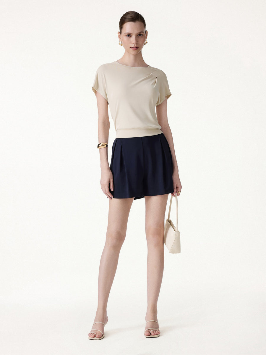 Sandwashed Relaxed Round Neck Cap Sleeve Tee