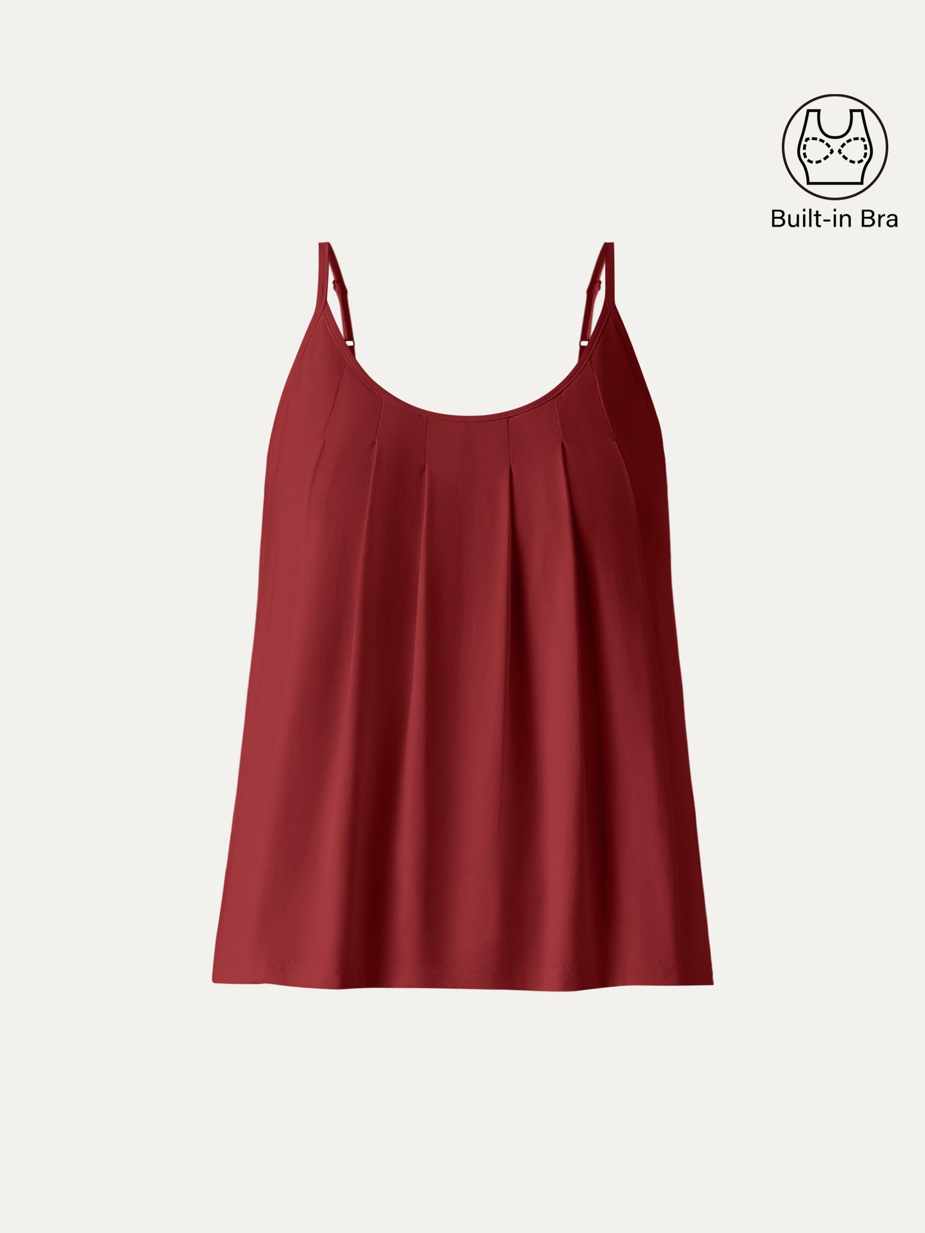 U-Neck Pleated Spaghetti Bra Tank