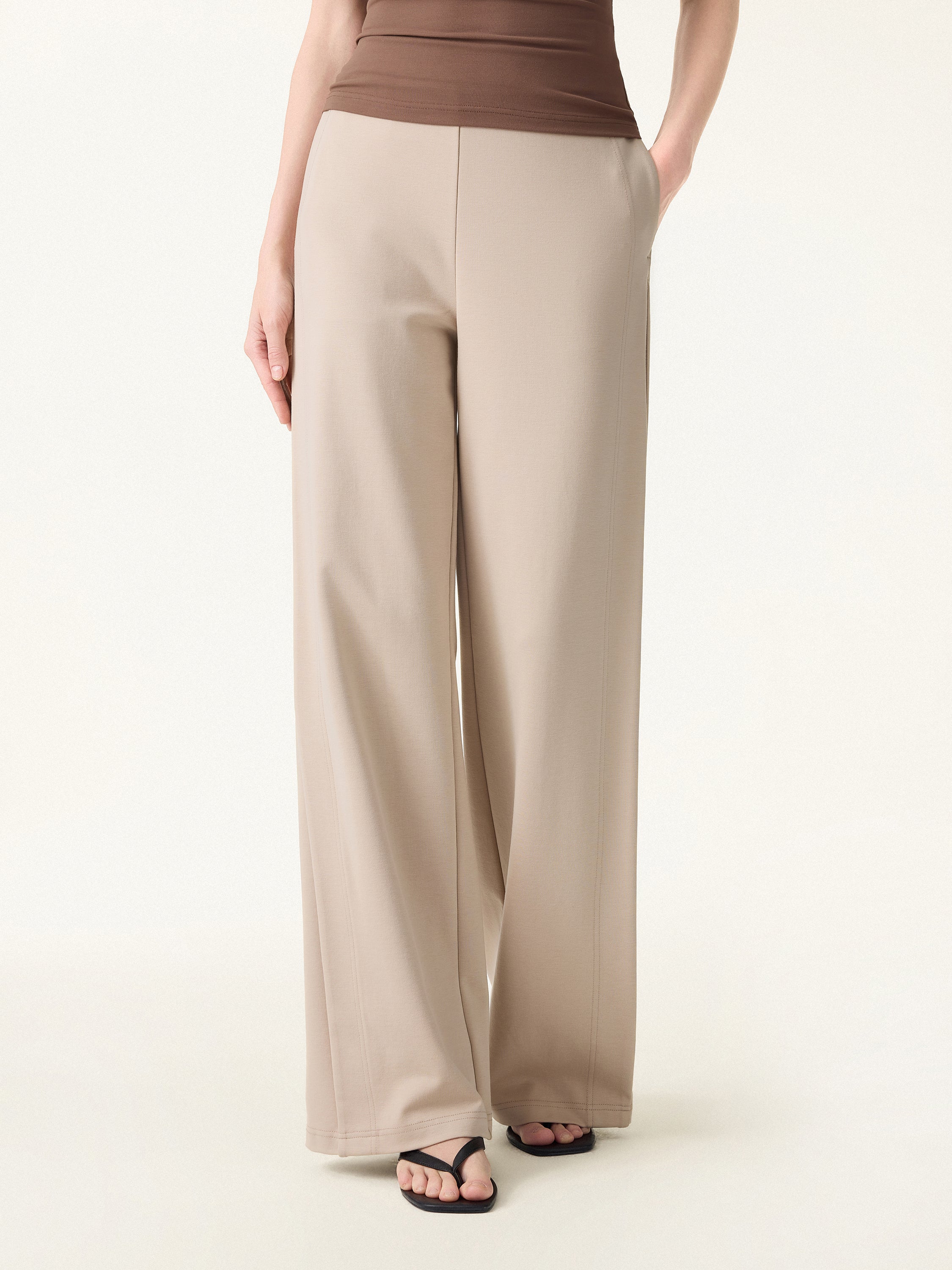 Drapey Mid Rise Wide Leg Pull-on Pant with Pockets
