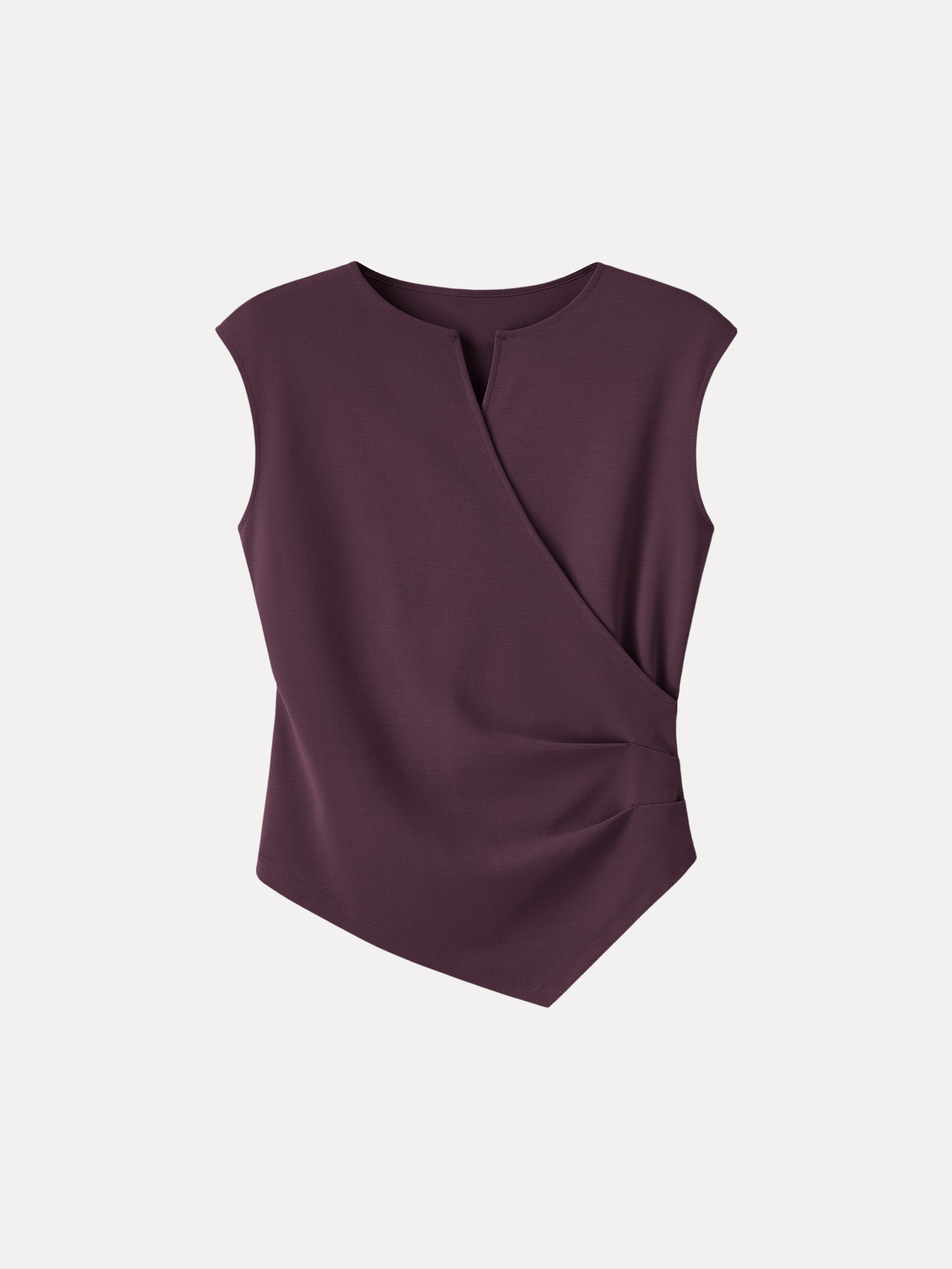 Surplice Wide Shoulder Tucked Angled Tank Top
