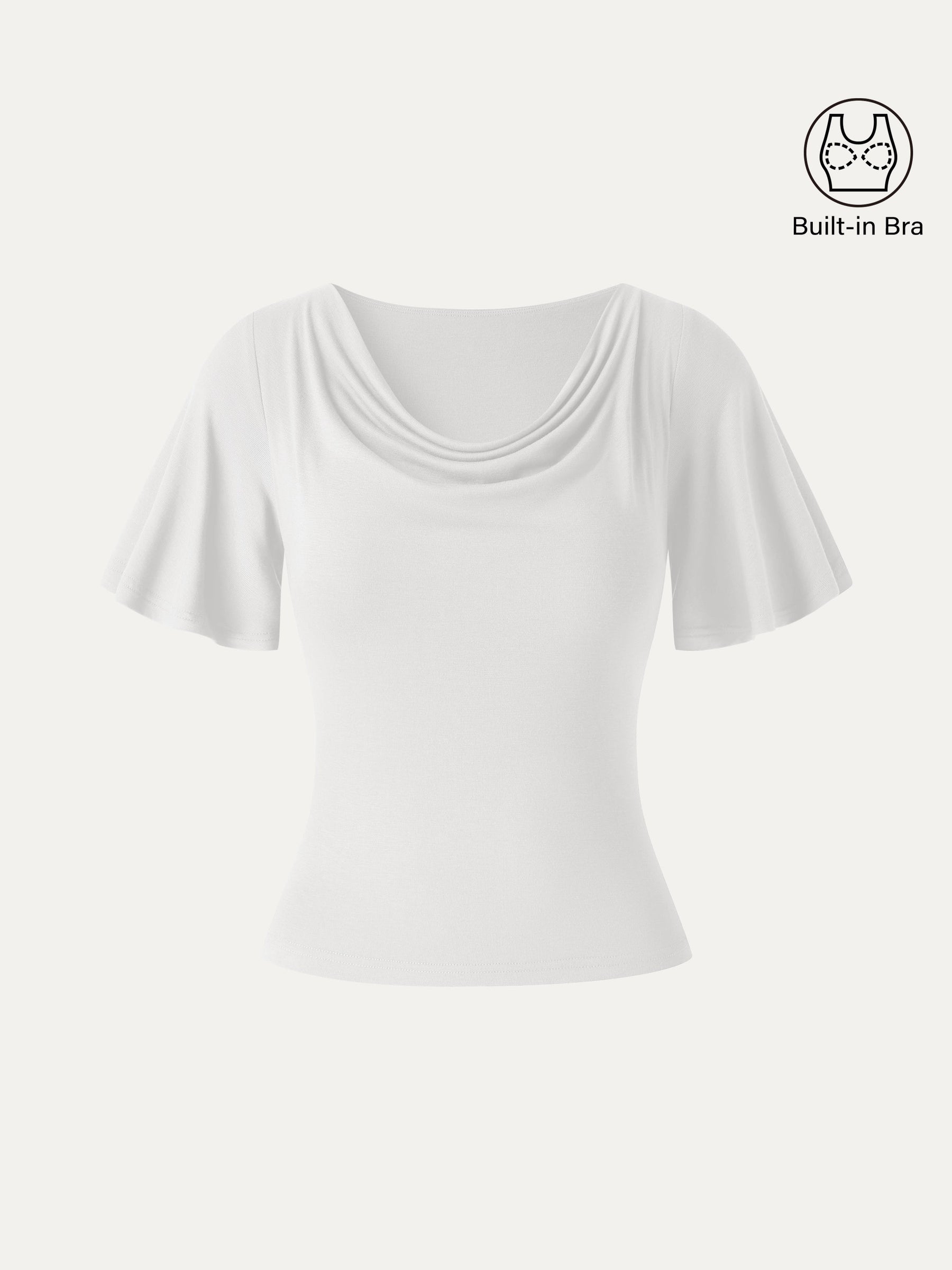 CoolTouch Cowl Neck Flutter Sleeve Bra Top