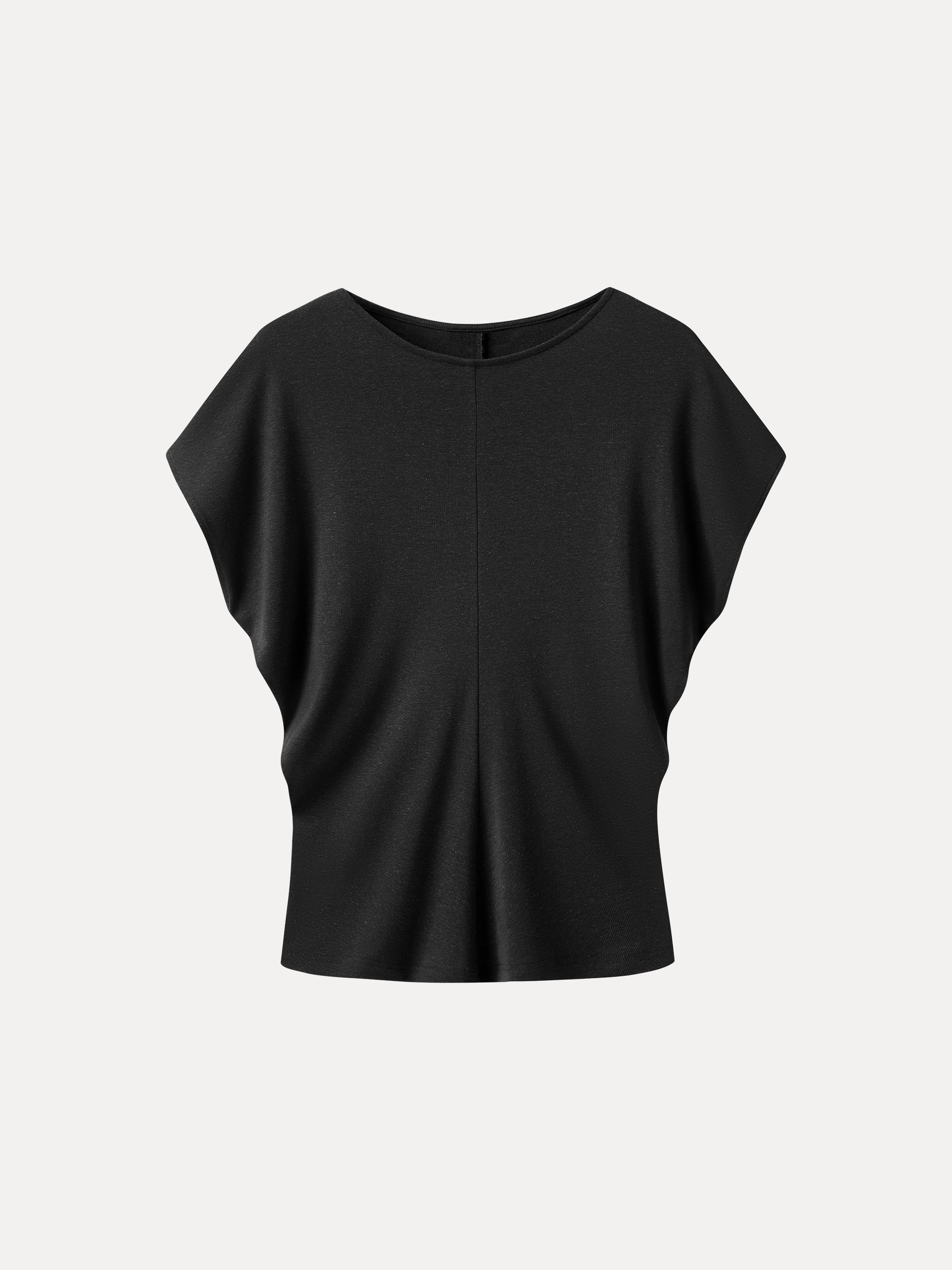 Linen-Blend Round Neck Relaxed Summer Top
