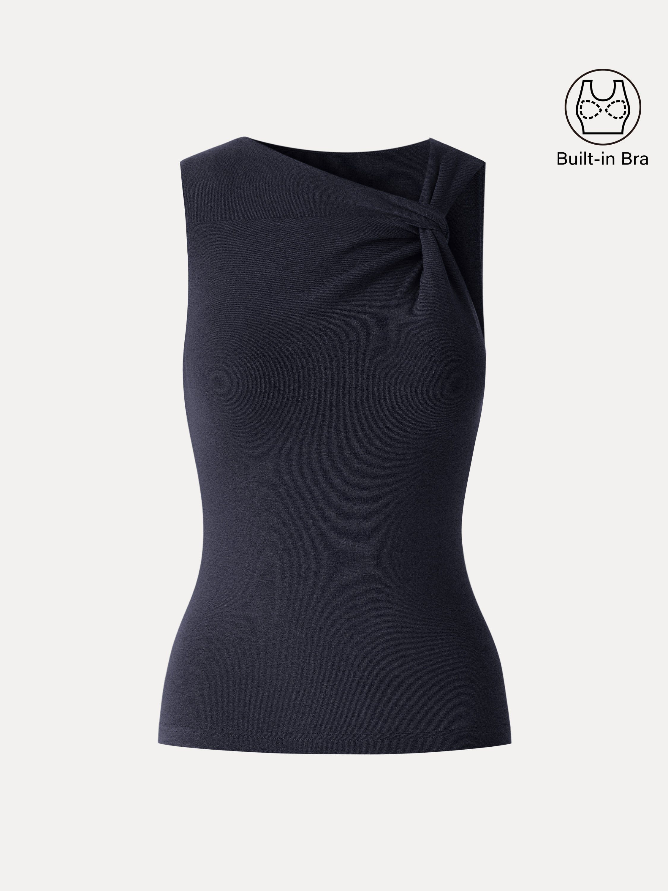 Sweat-Wicking Asymmetrical Neck Knotted Bra Tank