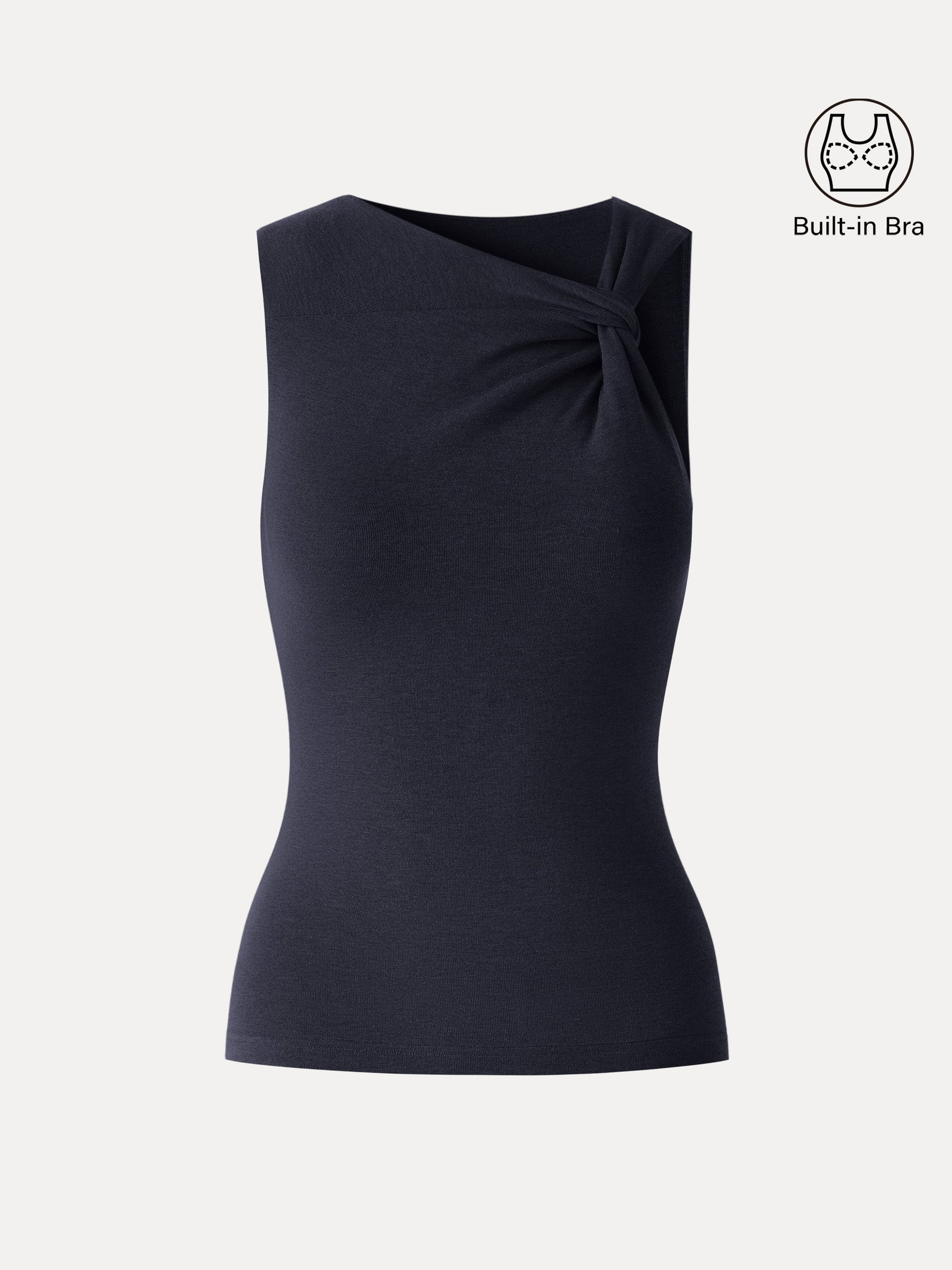 Sweat-Wicking Asymmetrical Neck Knotted Bra Tank