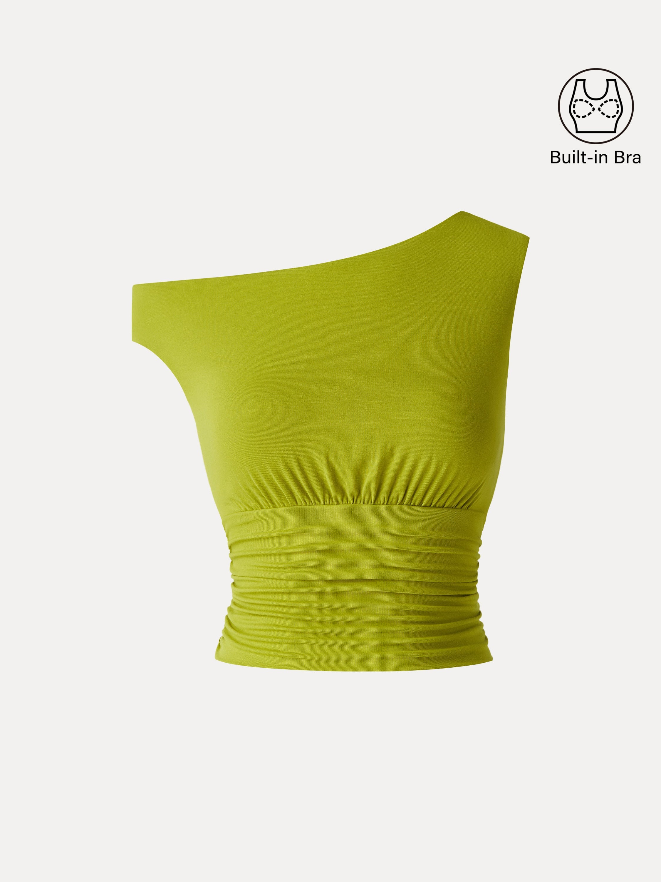 SkinKiss Asymmetrical Neck Cropped Ruched Bra Top