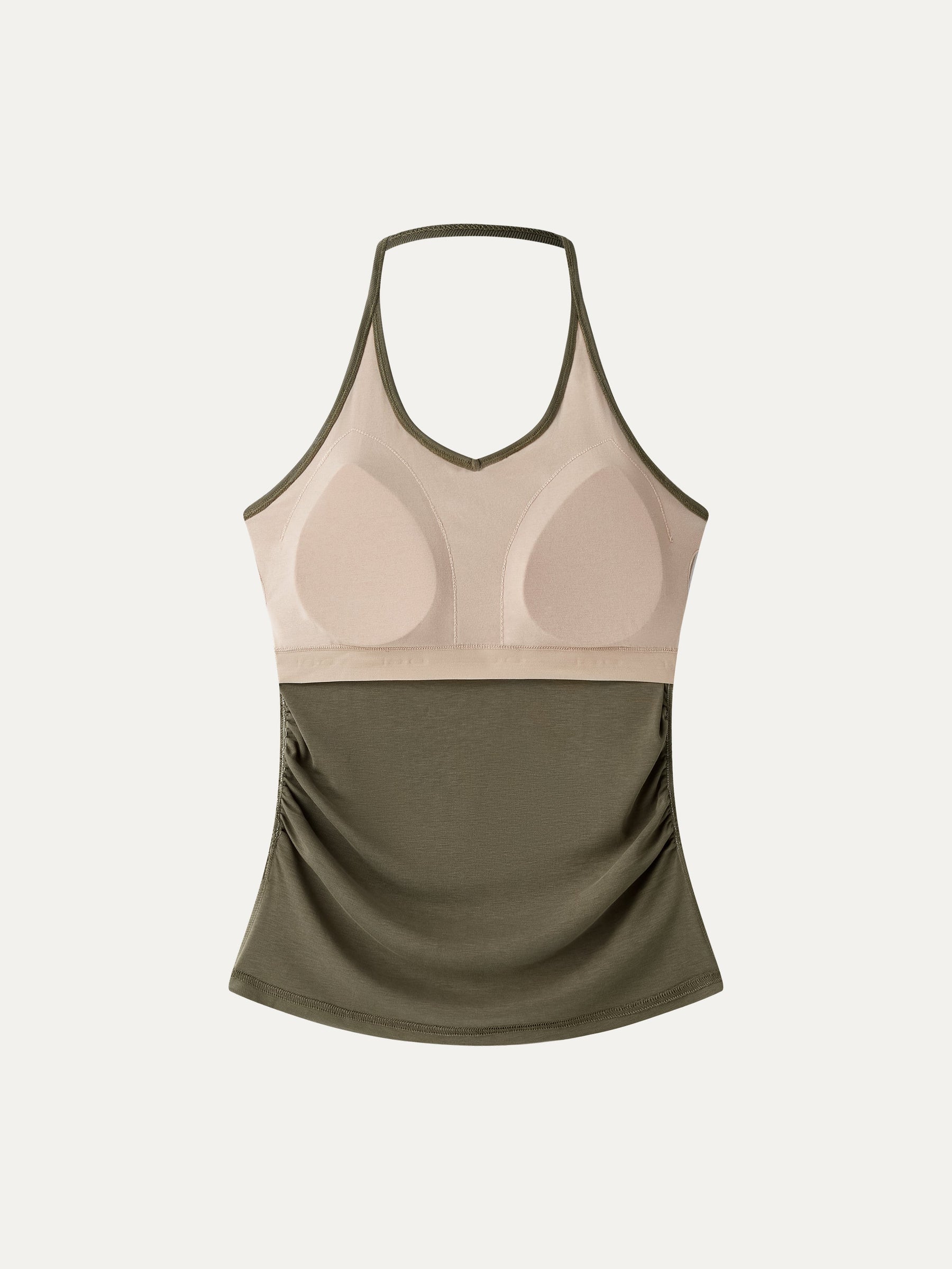 Modal Halter Neck Open Back Ruched Bra Top