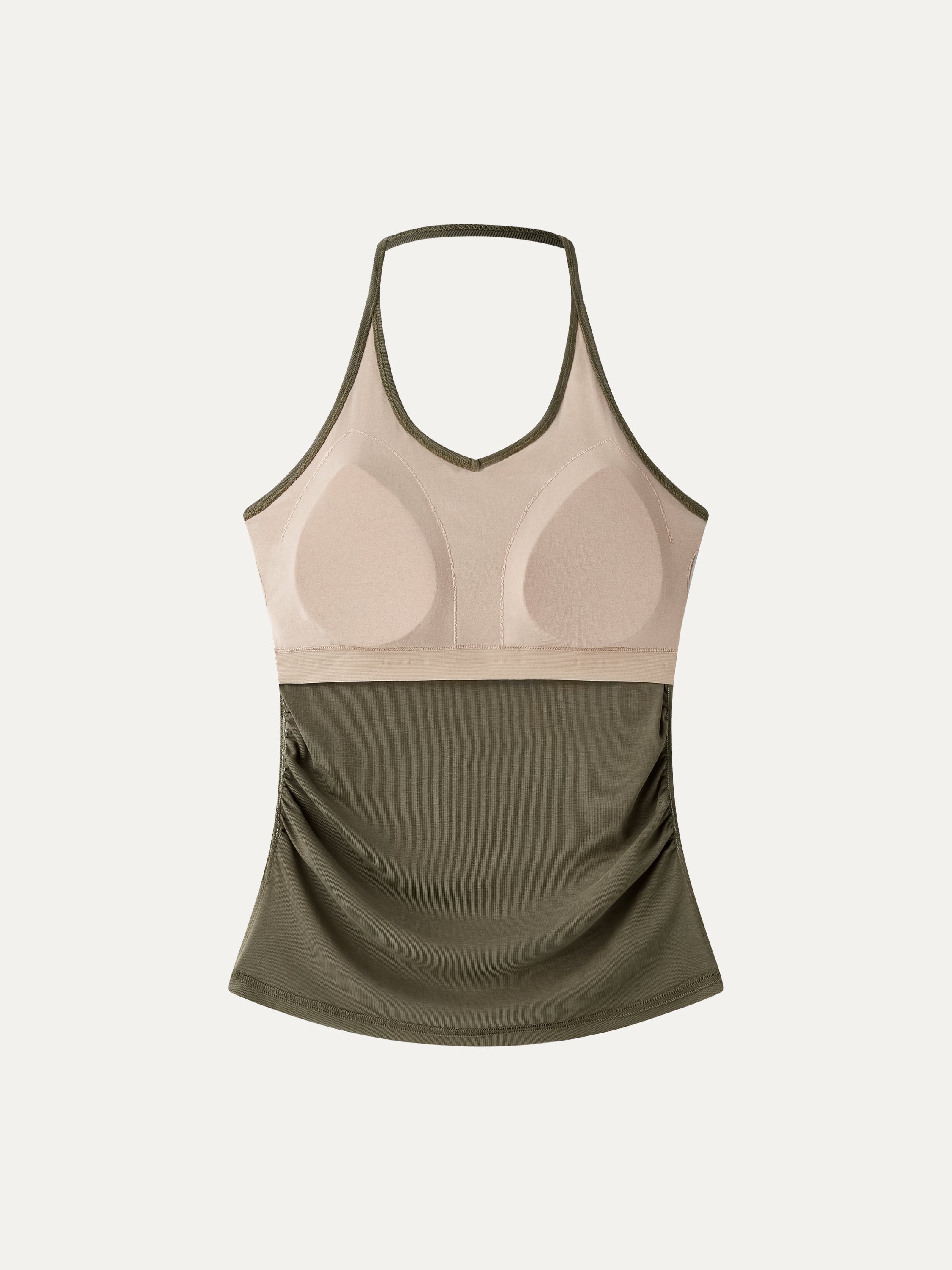 Modal Halter Neck Open Back Ruched Bra Top