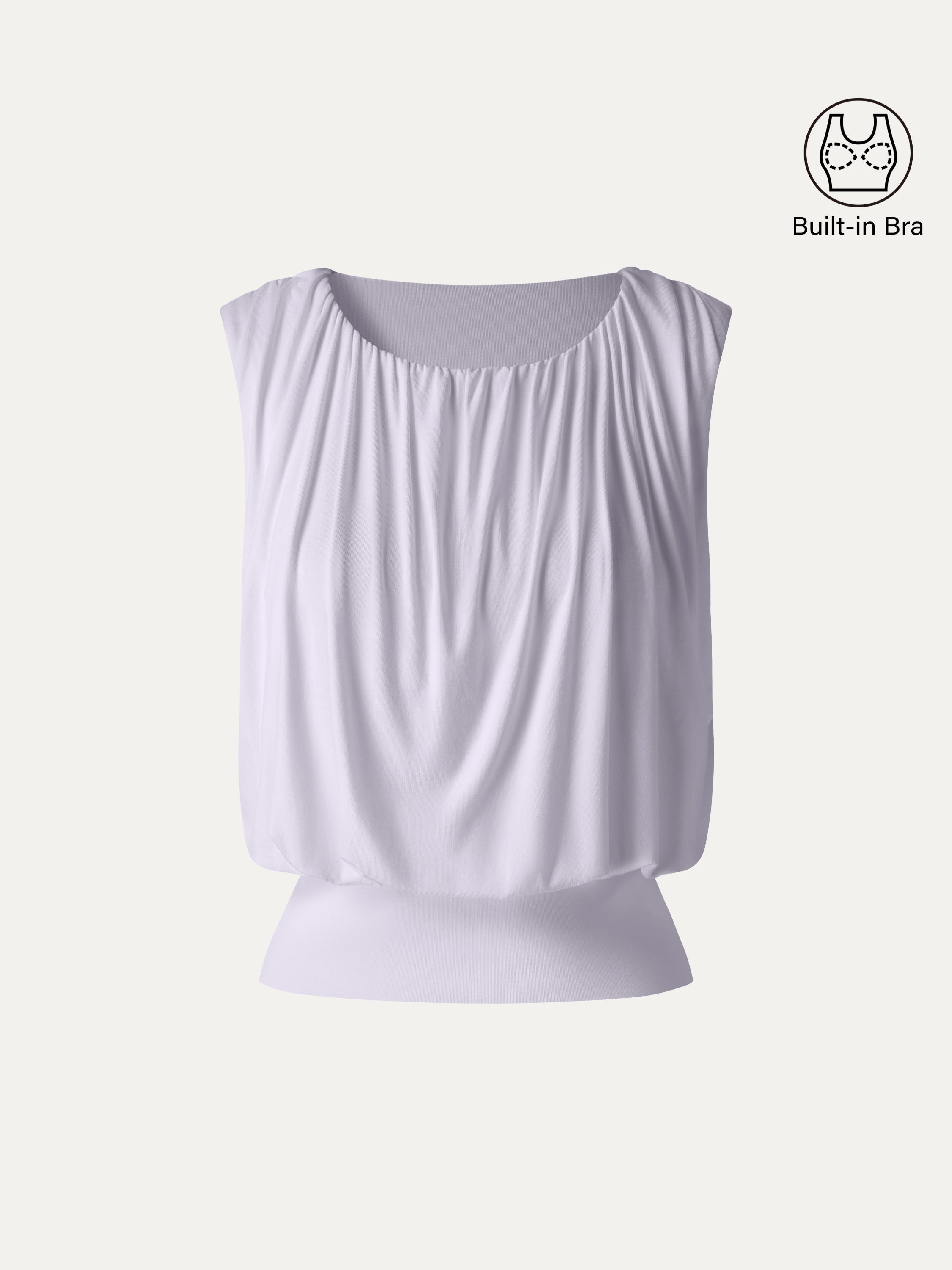 Round Neck Gathered Sleeveless Bra Top