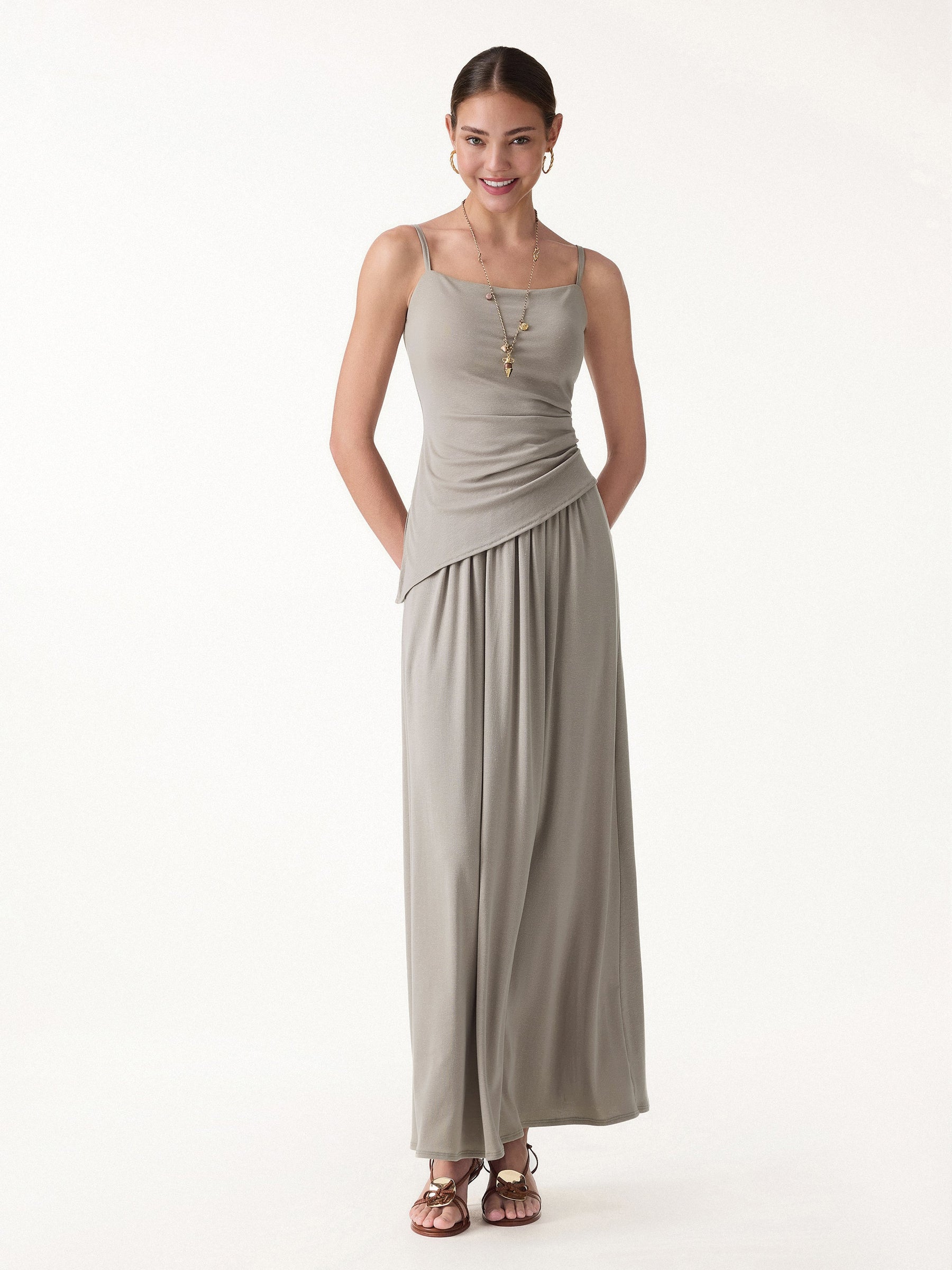 Spaghetti Bra Top with Side Slit