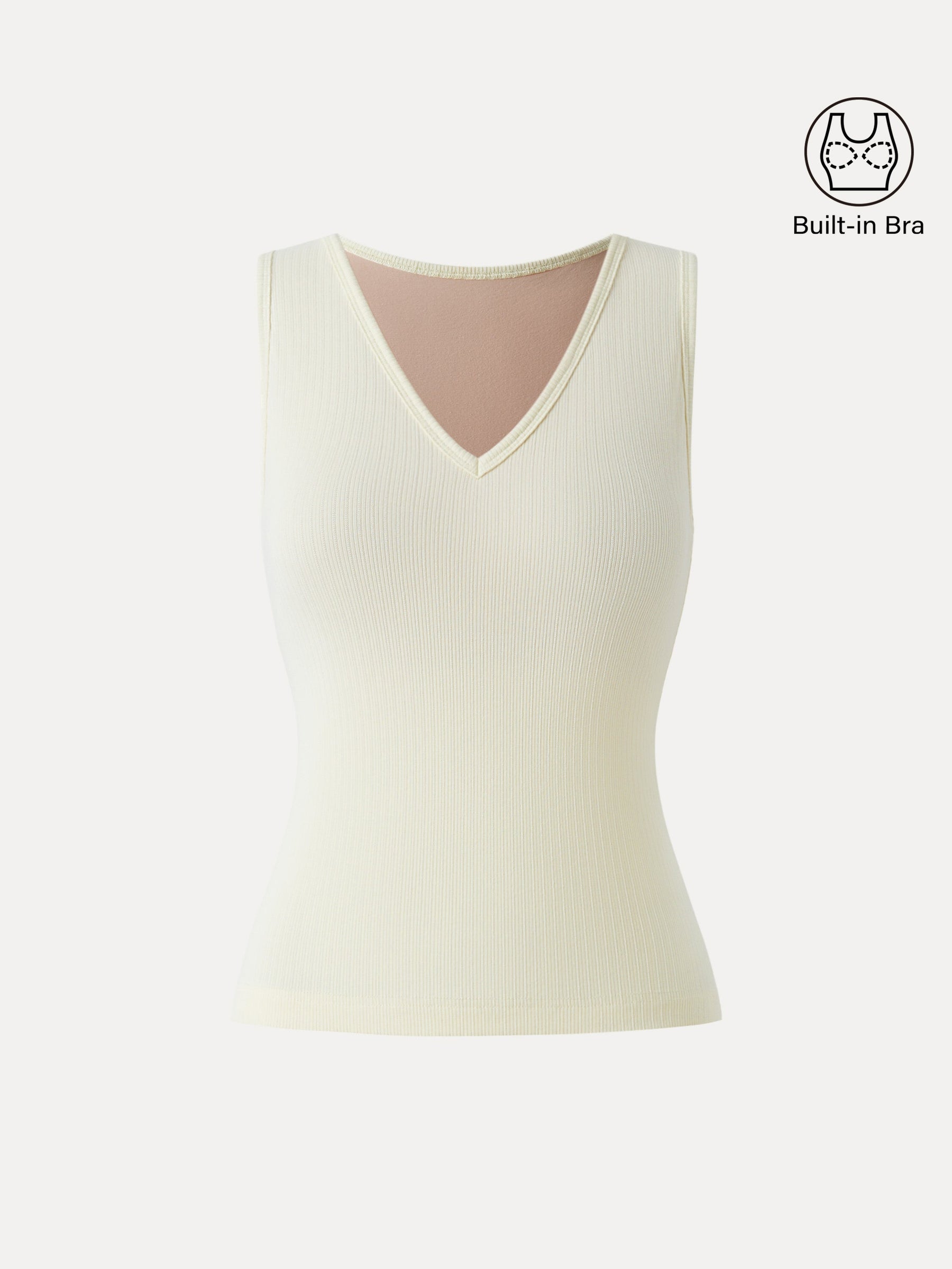 Pointelle V-neck Sleeveless Bra Tank