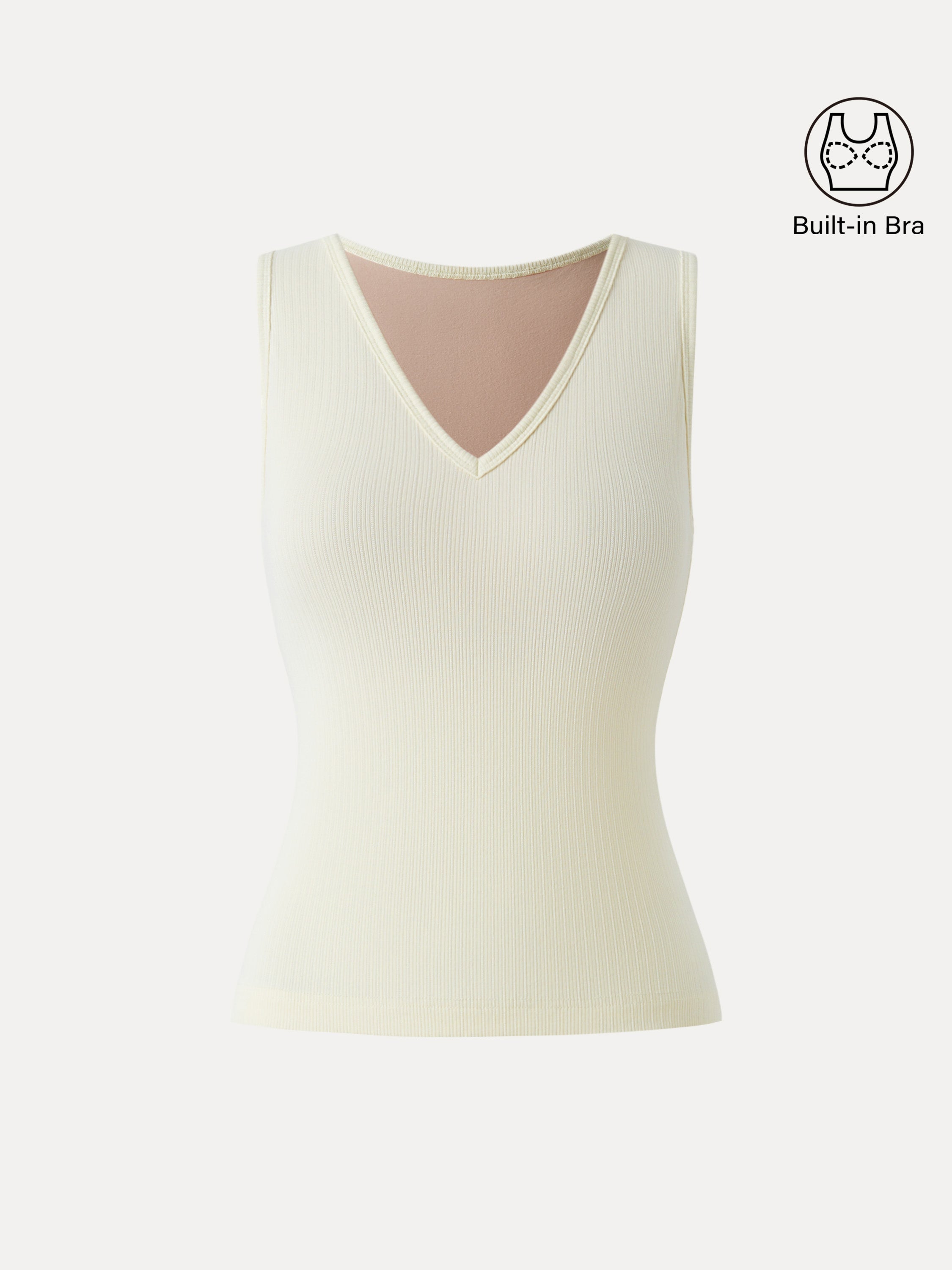 Pointelle V-neck Sleeveless Bra Tank